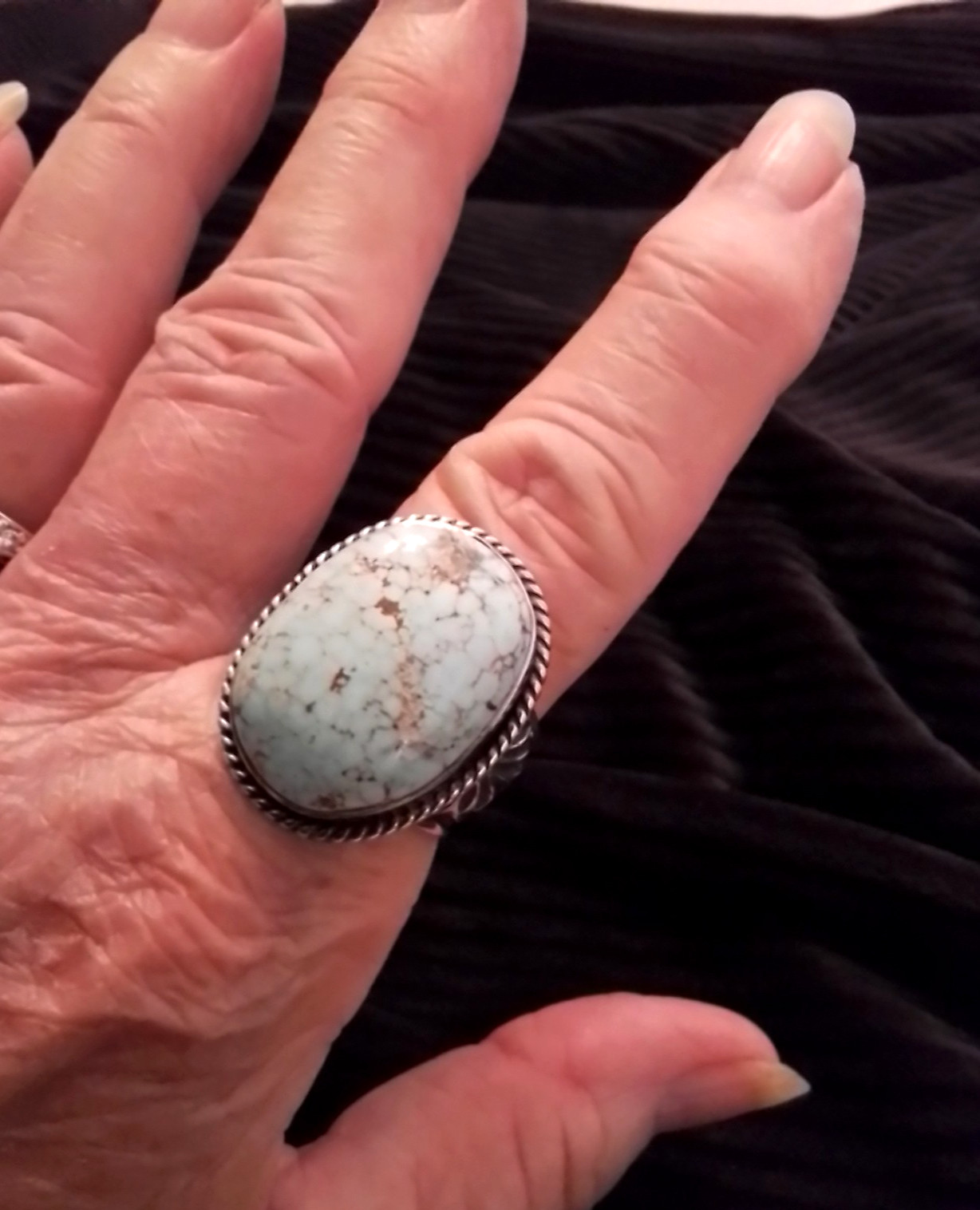 SUNSHINE REEVES Dry Creek Turquoise Sterling Silver Ring Size 11.5 Navajo