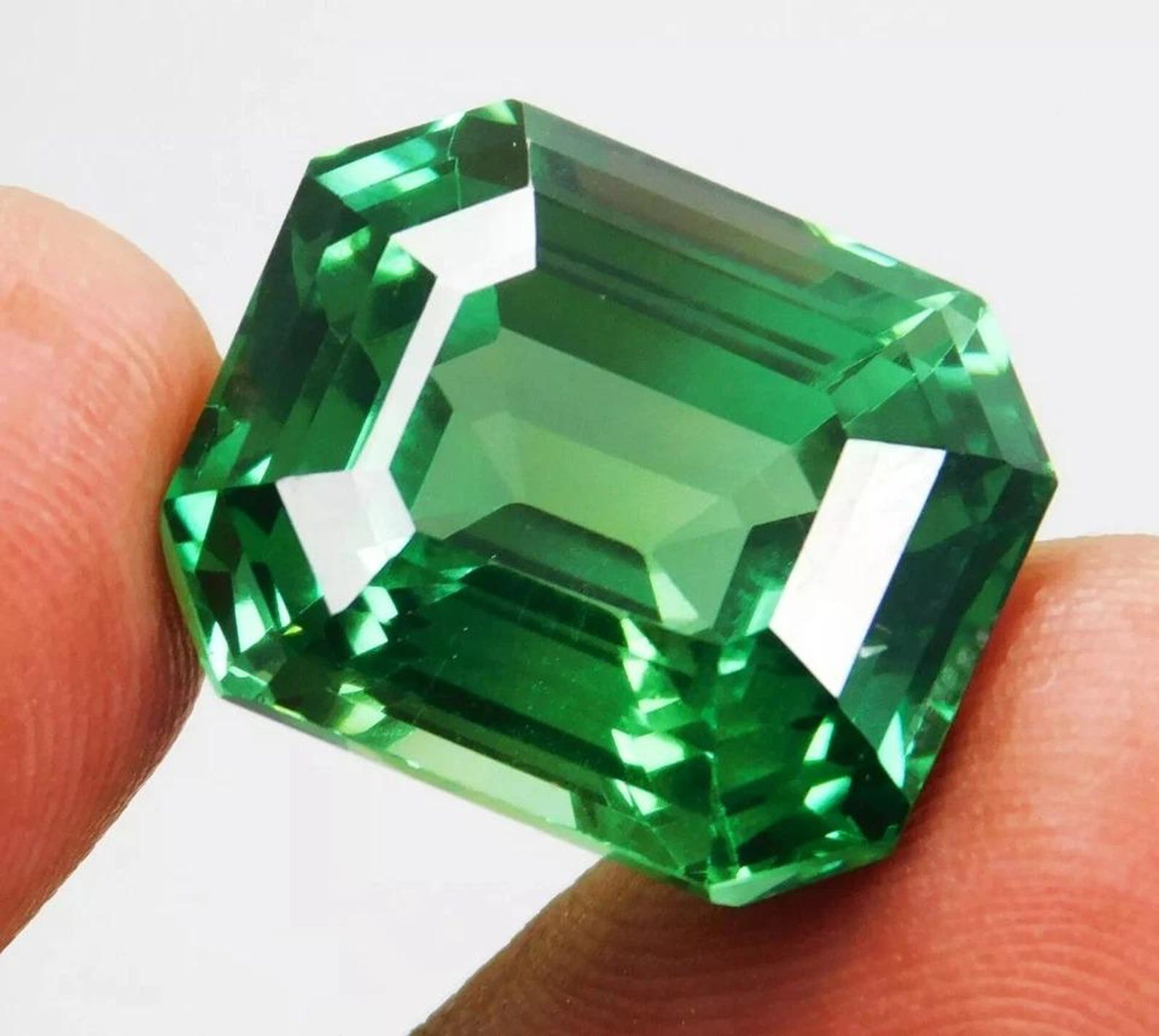 10-12 Ct Natural Green Sapphire Emerald Cut Certified Faceted Loose Gemstone