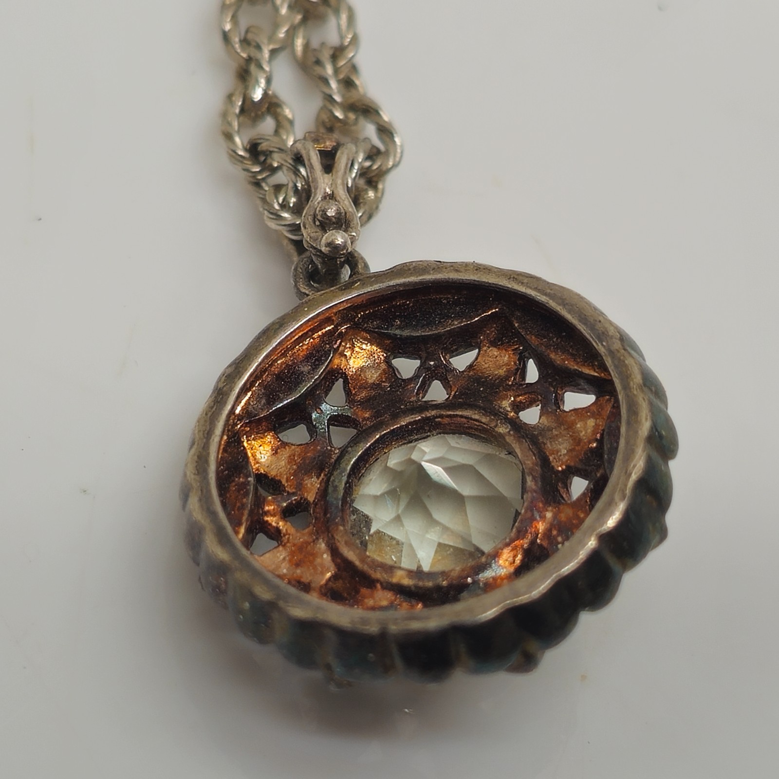 Sterling Silver 925 Round Glass Bead Pendant Necklace 9.5in 19.7g Vintage