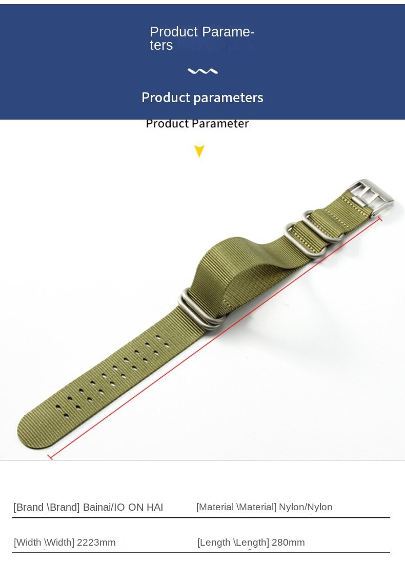 High Quality Nylon Canvas Watch Band Straps Mens Military 22/23mm for Luminox