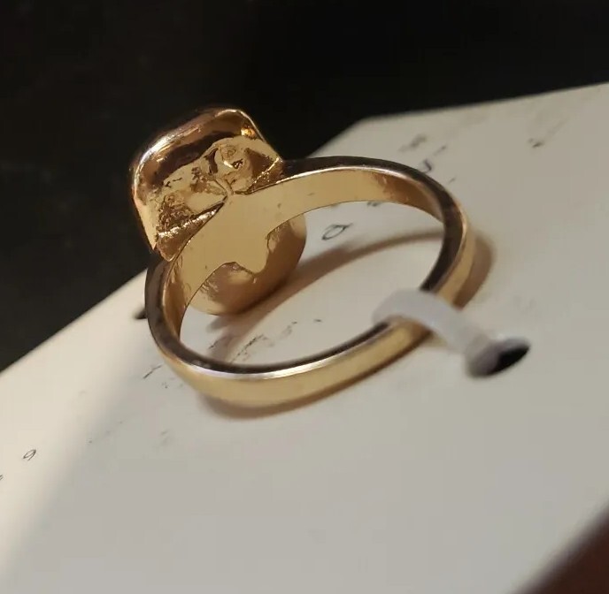 NEW A NEW DAY GOLDTONE RING, LARGE RECTANGLE CRYSTAL STONE, SIZE 9, NWTS $9.99
