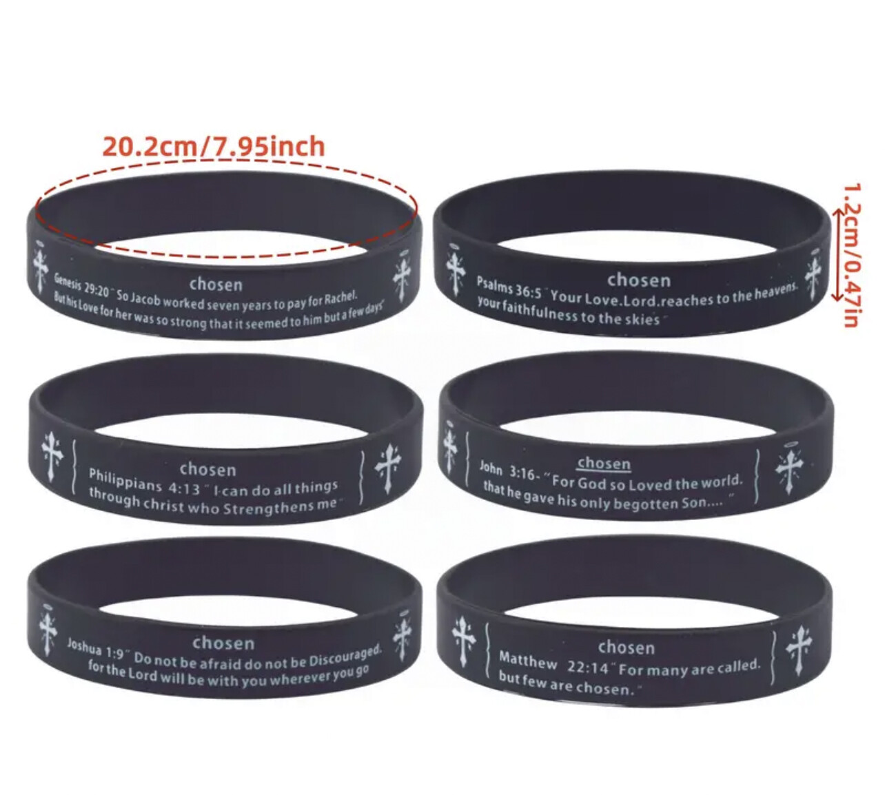 Bracelet – Bible Verse – Inspirational Silicone Wristband – YOUR CHOICE!