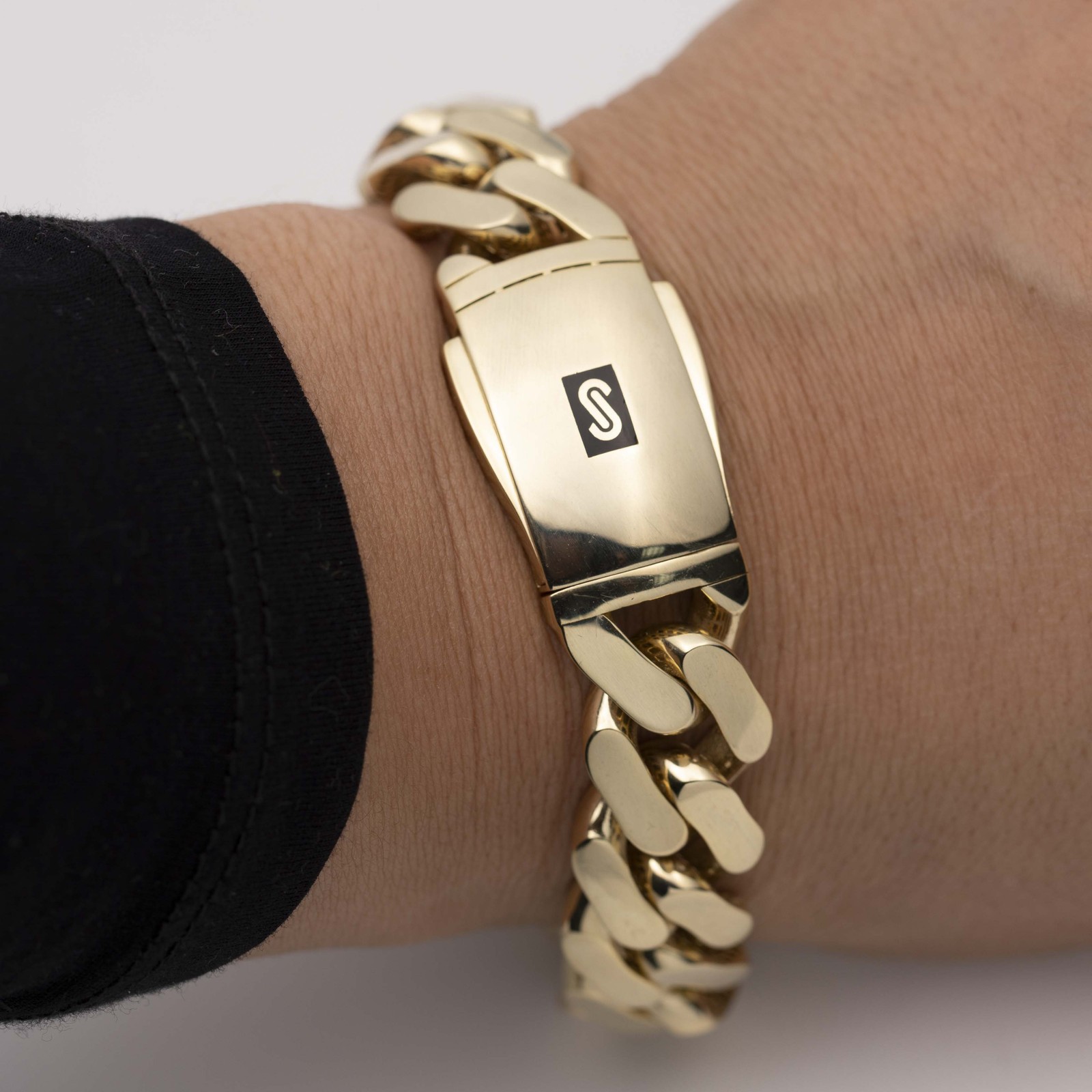 13mm Miami Cuban Royal Link Plain Box Clasp Bracelet Real 10K Yellow Gold