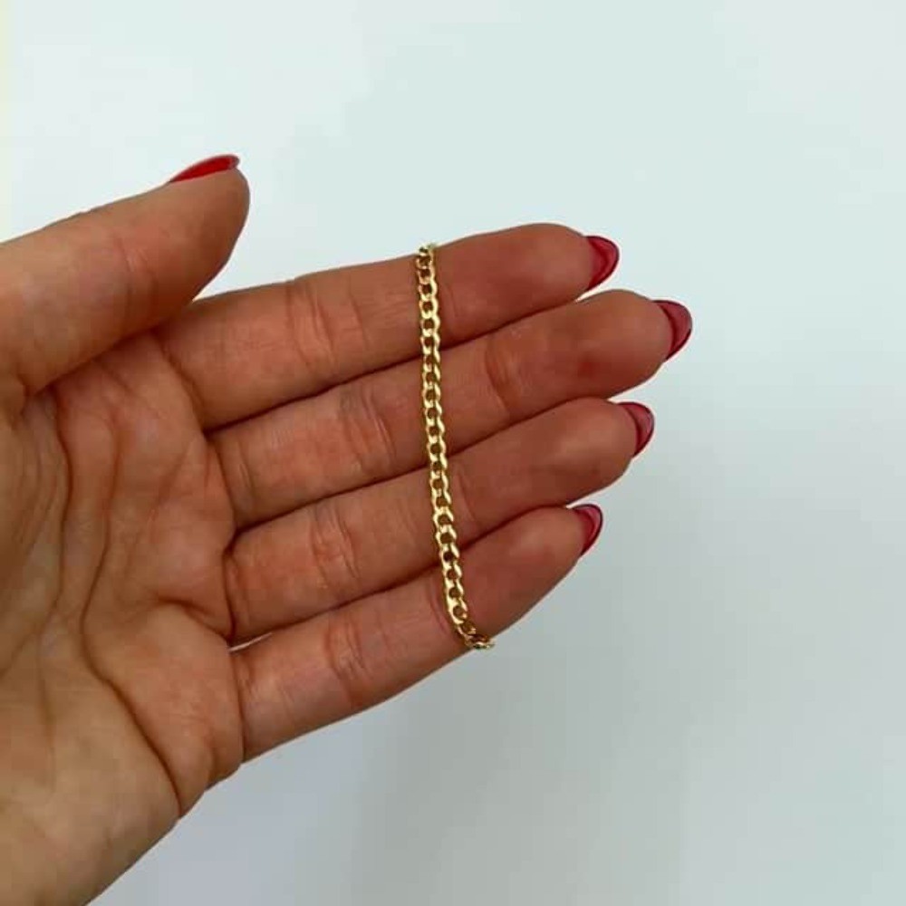 Solid 10K Gold Yellow 3mm Cuban Anklet Bracelet 10″
