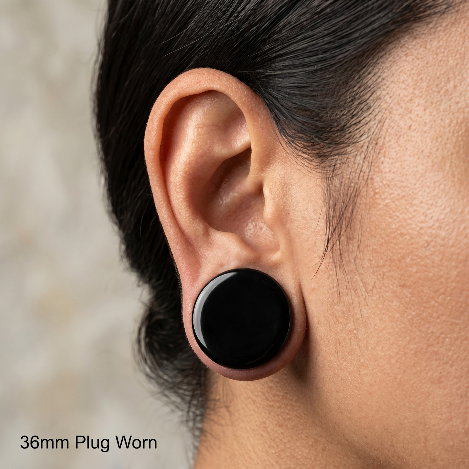 Pair Black Obsidian Stone Double Flared Plug Gauges 28,30,32,34 MM Expander E614