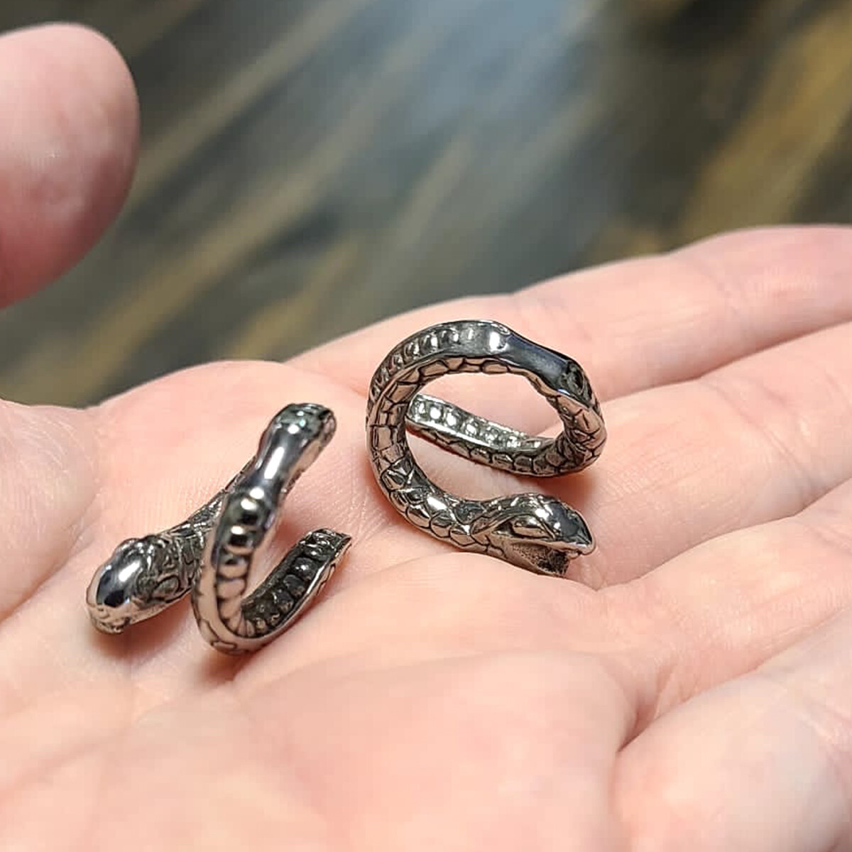 Pair of Ear Tapers with Snake Design Surgical Steel 8g – Sold as a pair