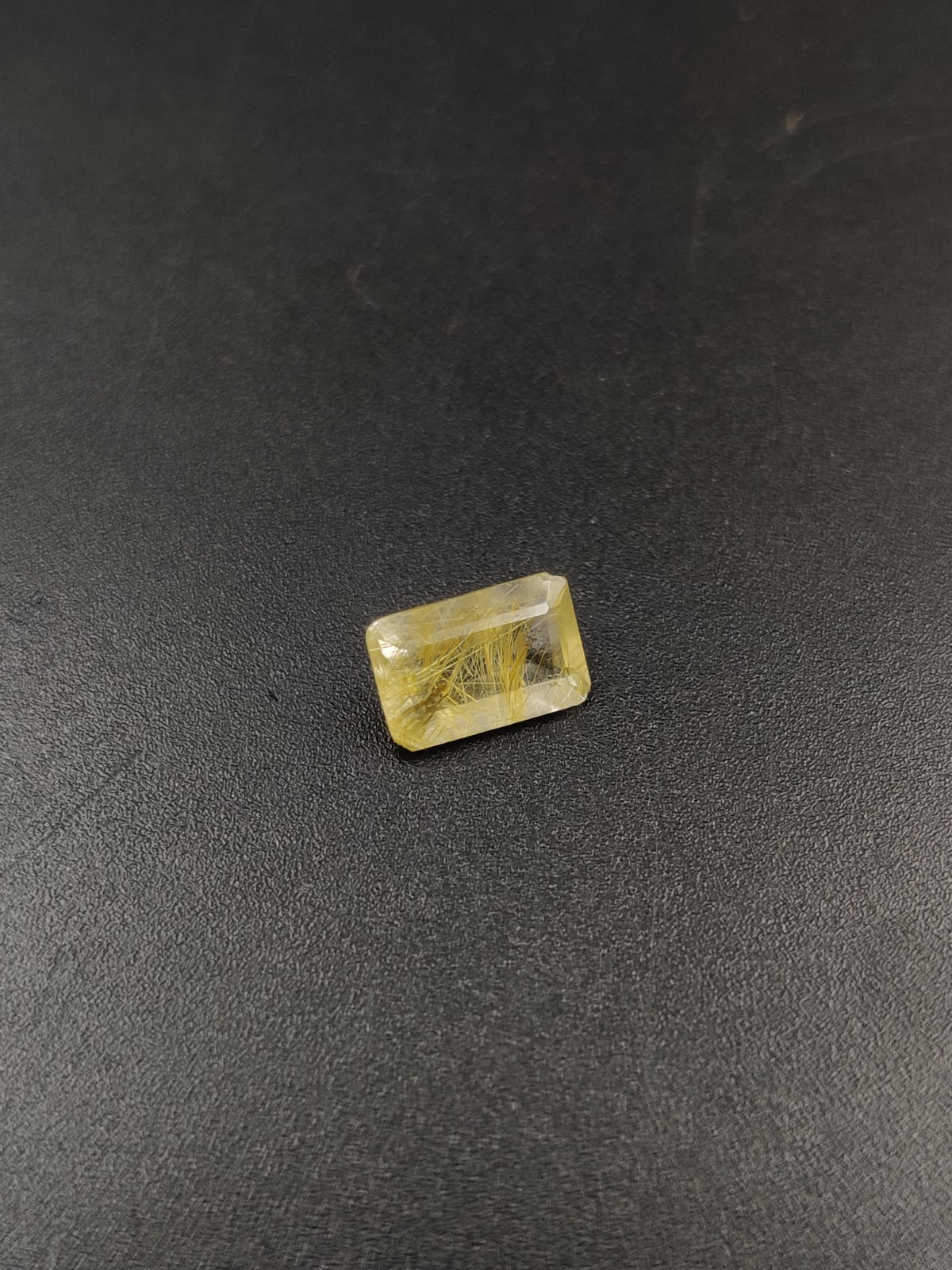 Natural Rutilated Quartz Loose Gemstone 8.7X5.7X3.7mm Emerald cut W154