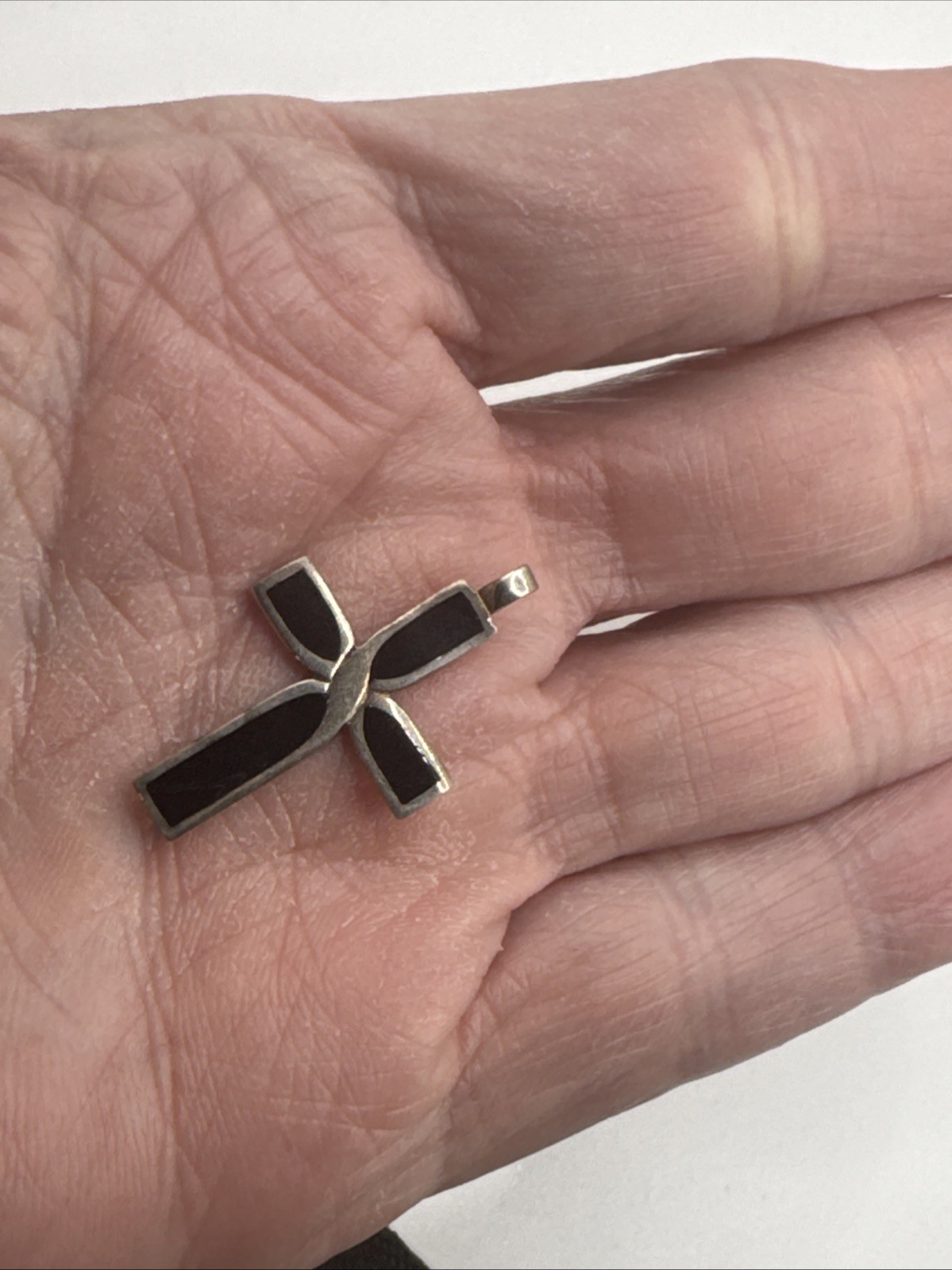 Peter Stone Sterling And Black Onyx Cross