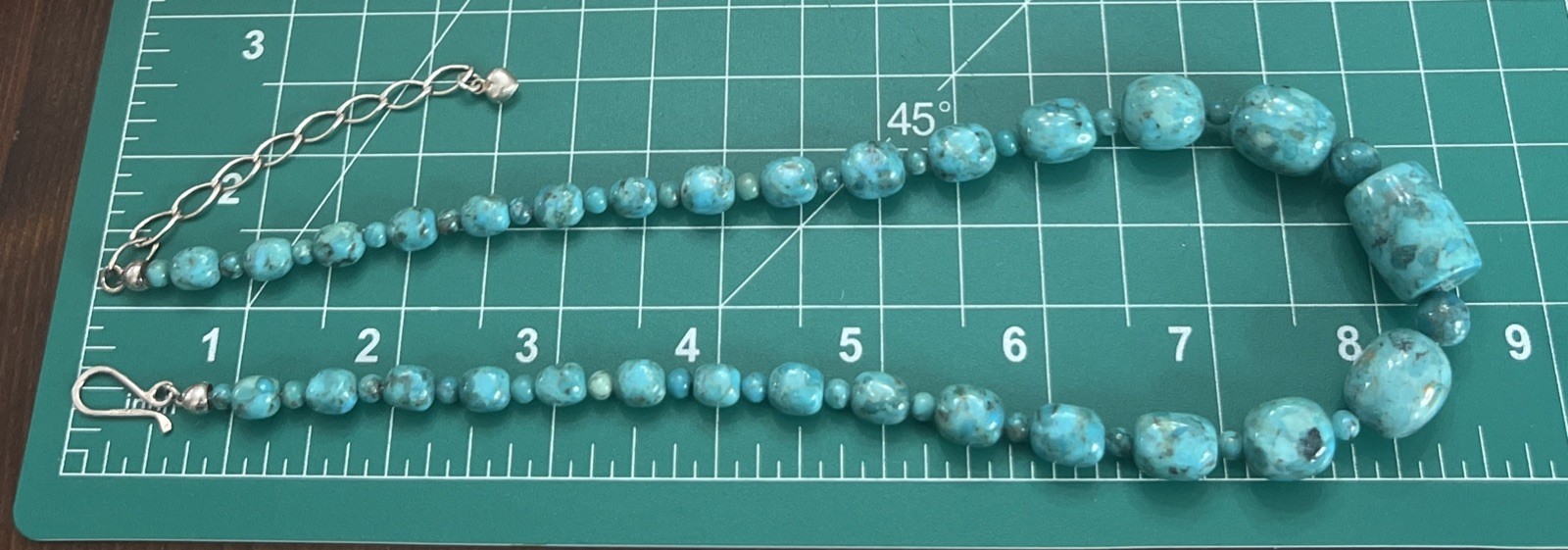 Mine Finds by Jay King DTR Turquoise Beaded Necklace Sterling 925, 17.5”-20.5”