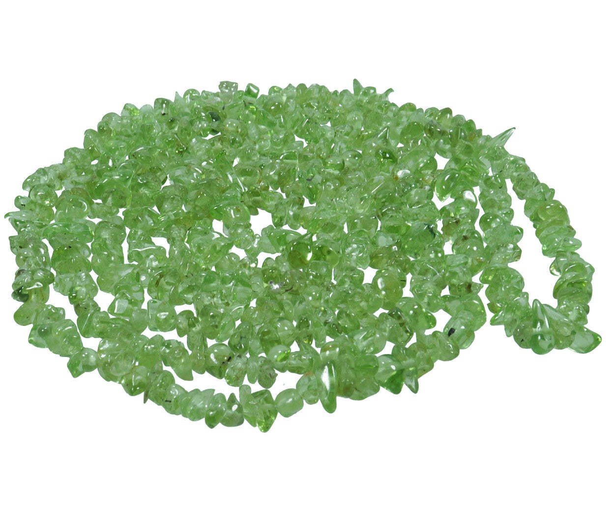 Peridot Sliver Necklace Long Endless No Clasp Gemstone Healing Stone 90cm