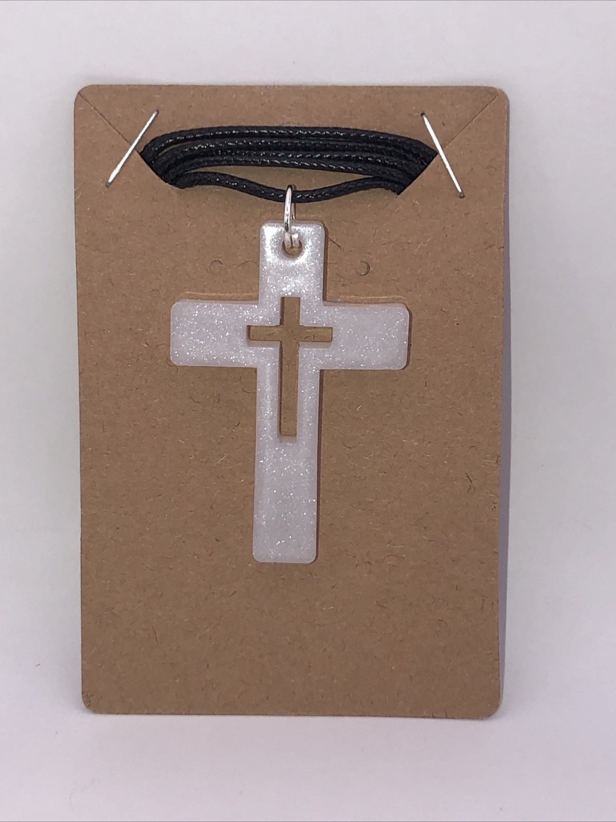 House Of David Handmade Artesian Cross Necklace White Color One Of A Kind 18 in