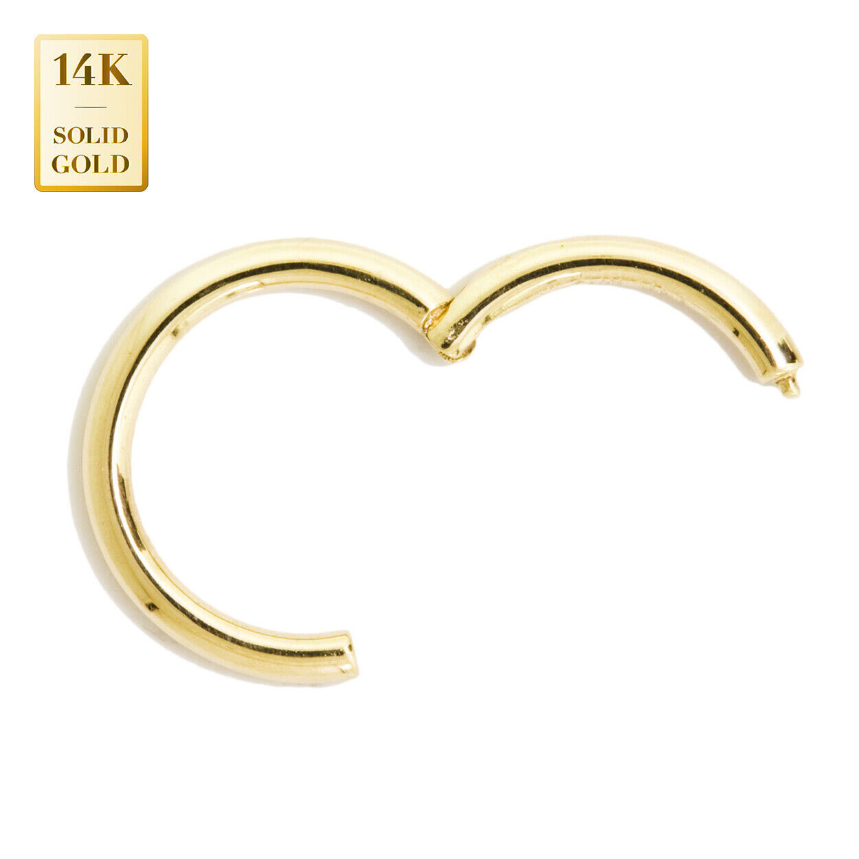 18G 14K Stamped Real Solid Yellow Gold Hinged Clicker Septum Nose Hoop Earrings
