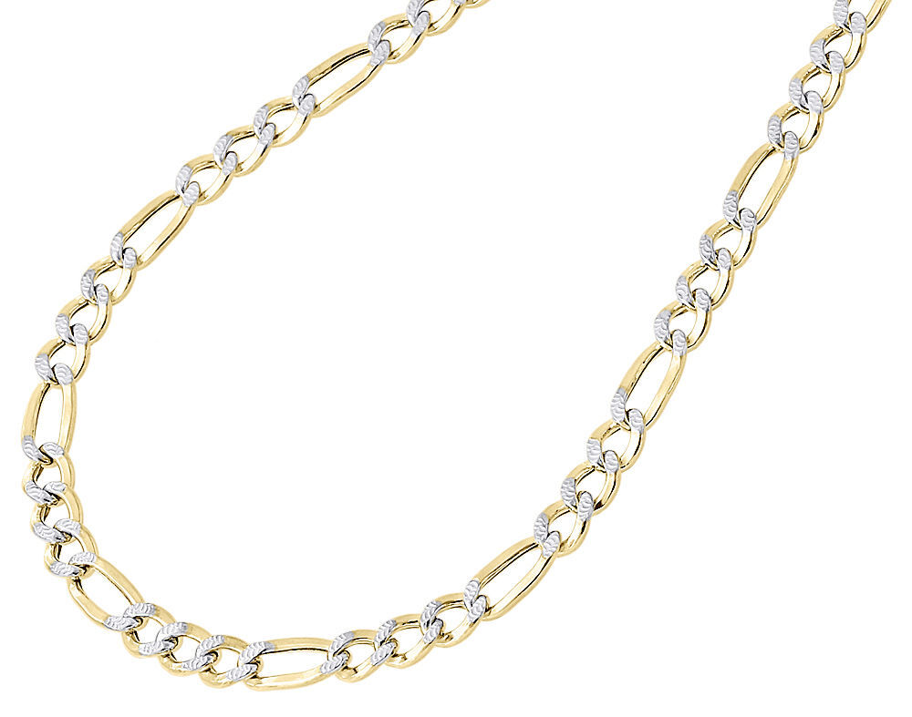 1/10th 10K Yellow Gold 5mm Diamond Cut Figaro Link Chain Necklace 18-30 Inches