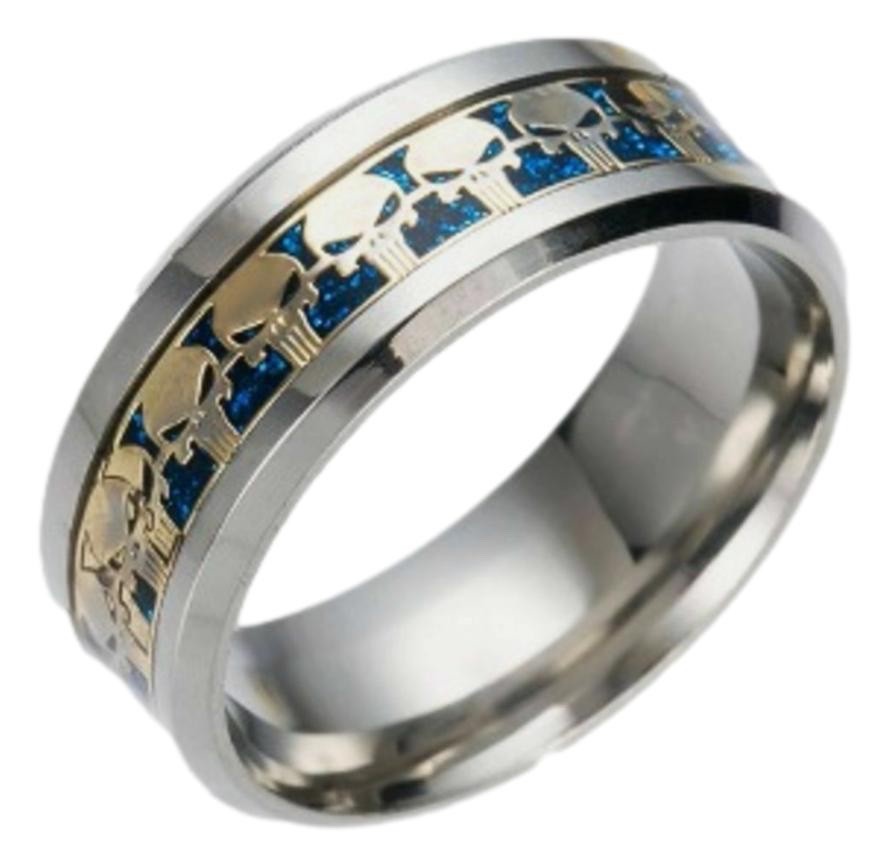 Comic Book Skull Logo Repeat Stainless Steel Band Finger Ring [7 variations]