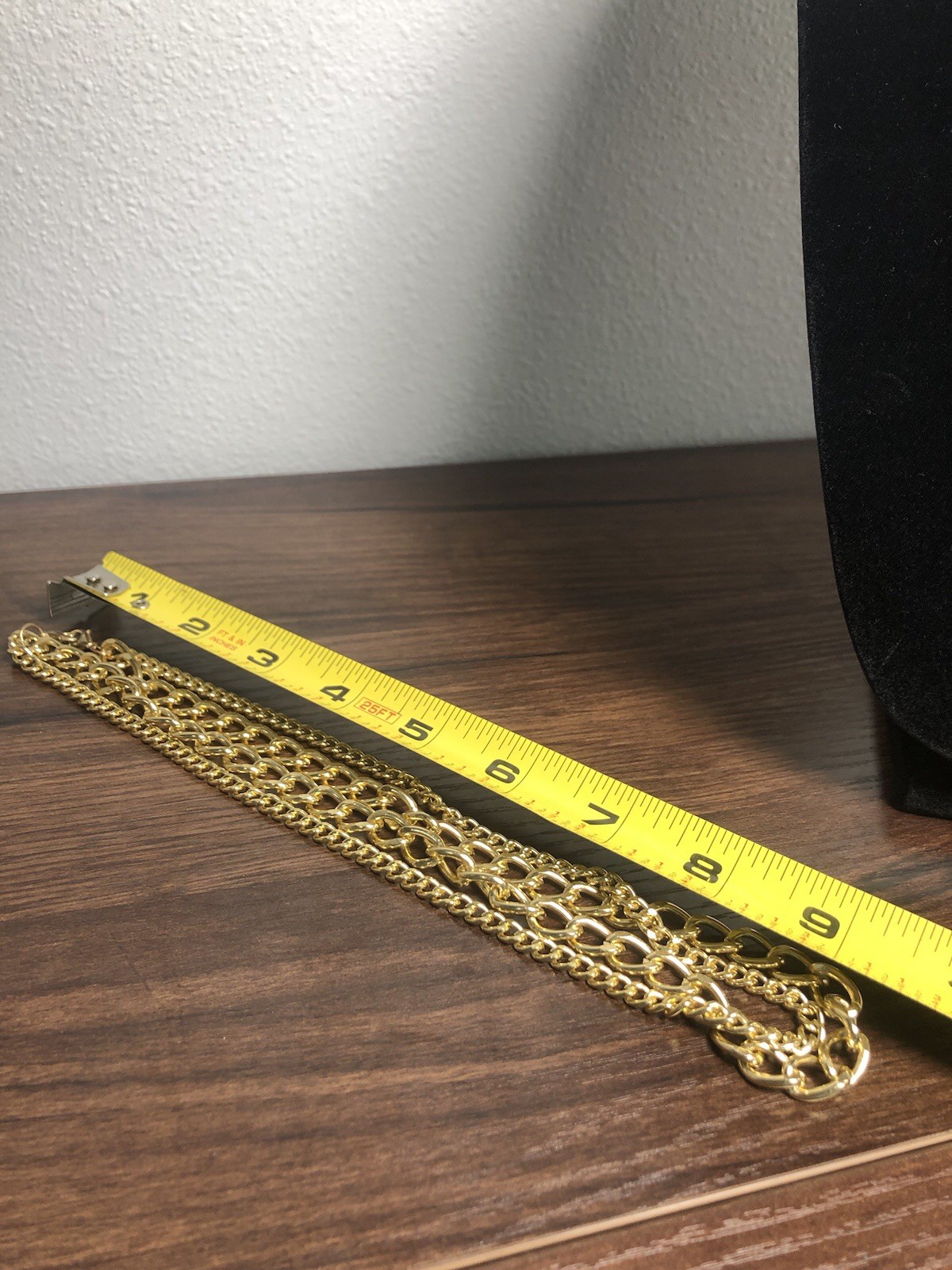 Gold Tone Cable Link Double Chain Necklace Choker 9.5 in Length