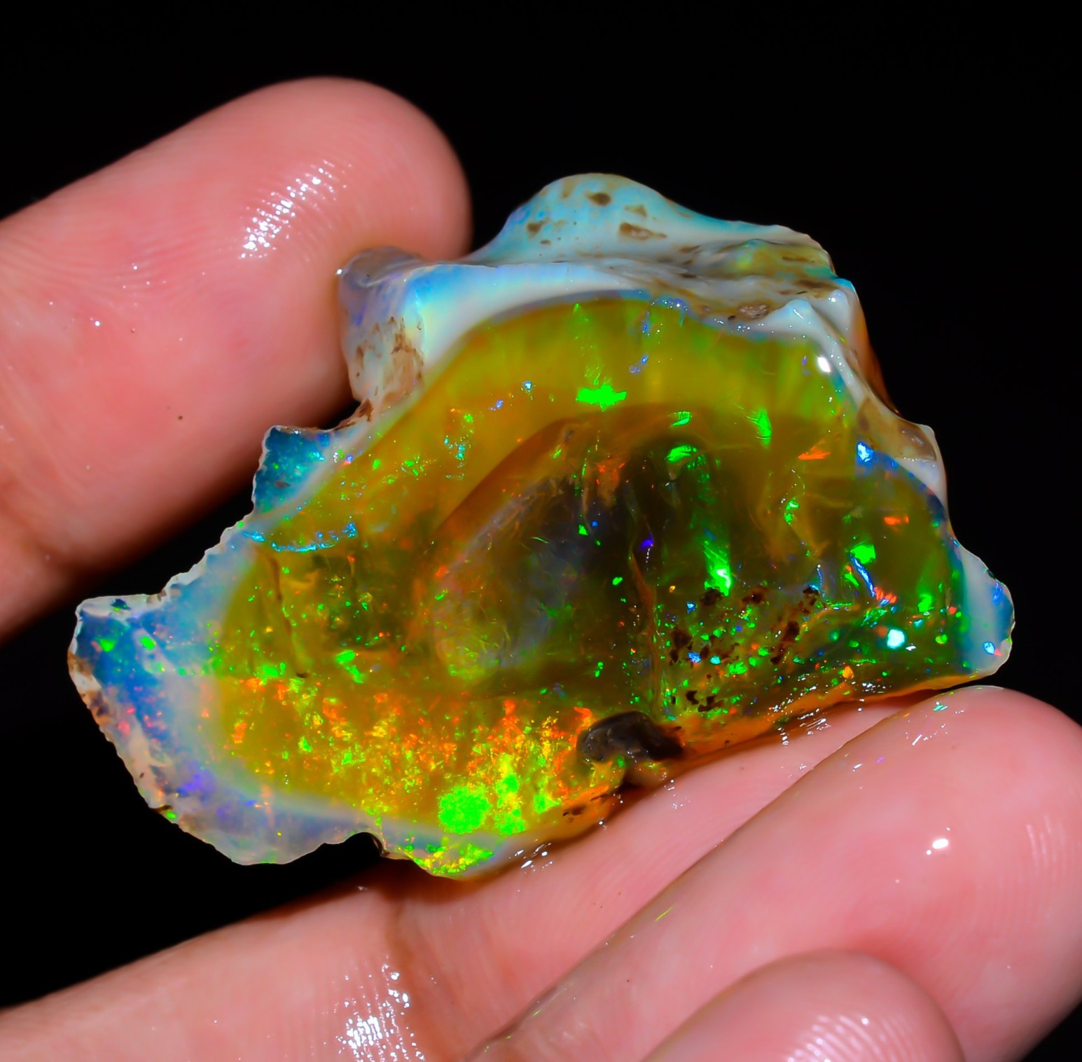 Natural Ethiopian Opal Rough Specimen Glitter Fire Crystal Opal Approx 40 Ct.