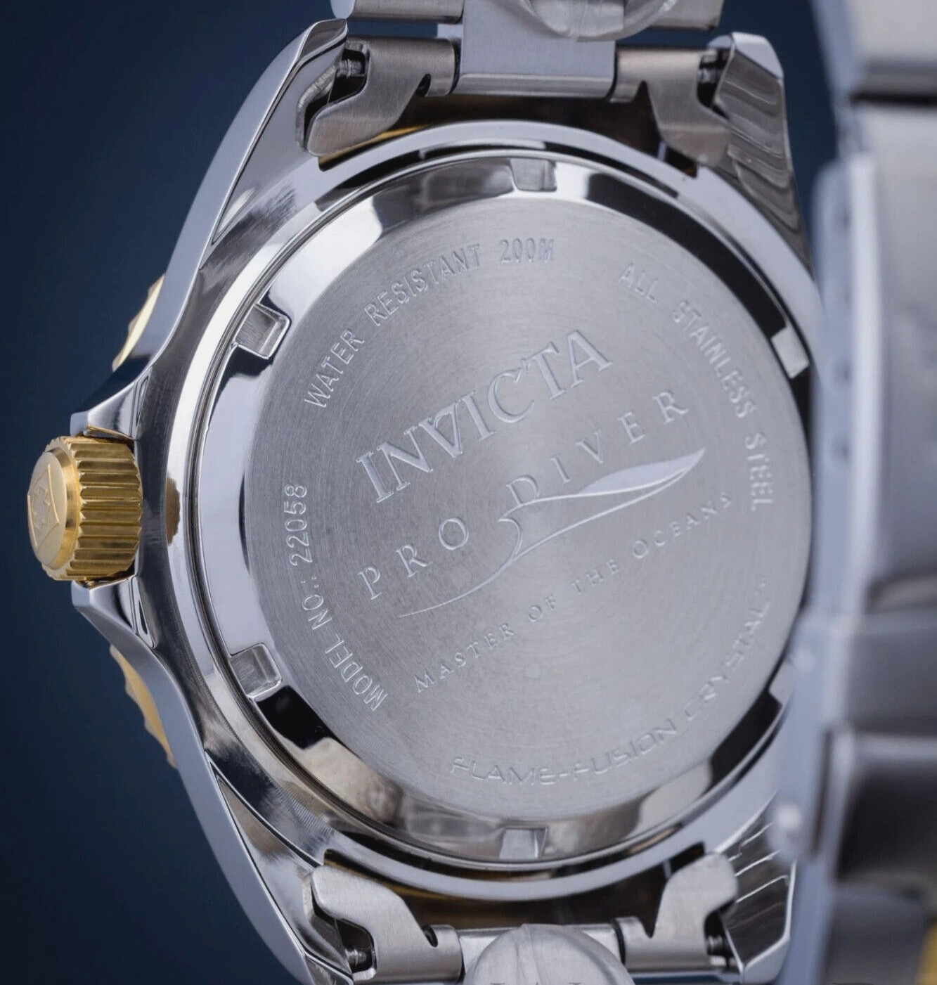 NEW INVICTA 22058 PRO DIVER COIN EDGE BLUE WATCH TU TONE STAINLESS STEEL 43MM