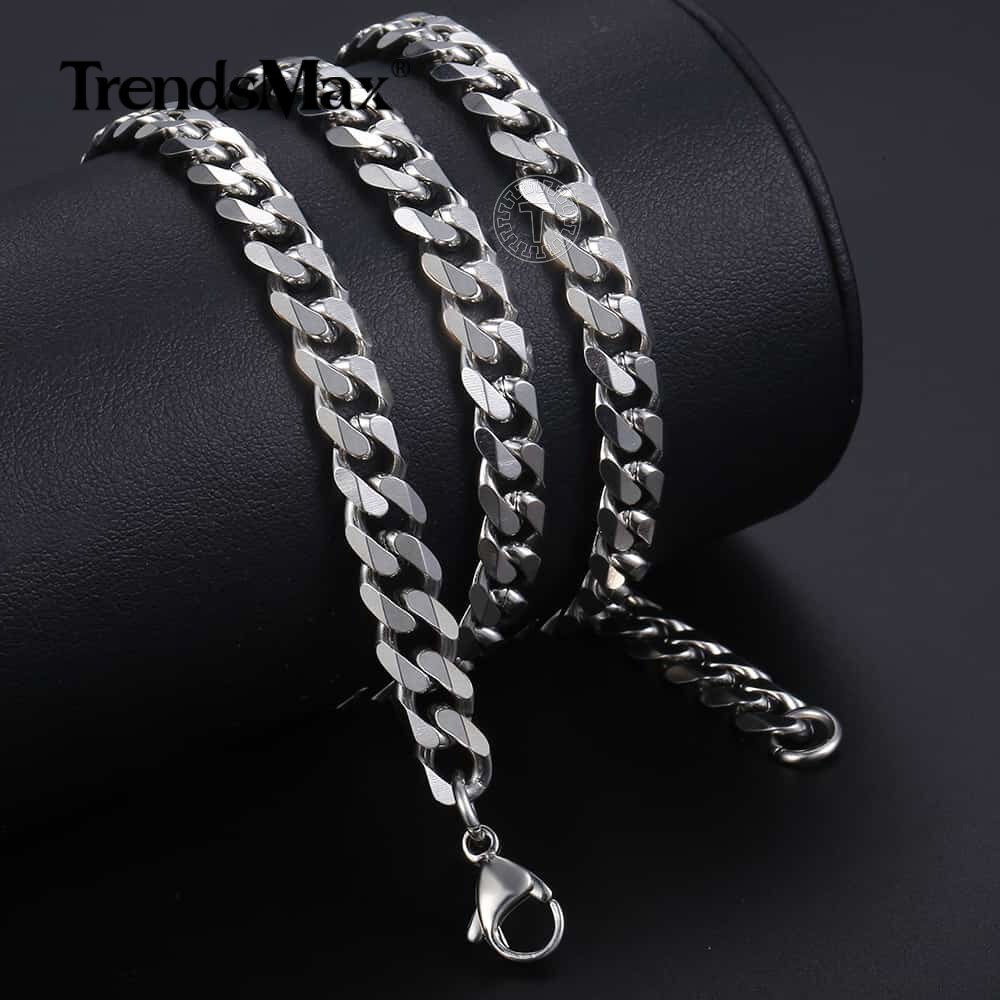 6mm Stainless Steel Chain Necklace Silver Cuban Curb Link Jewelry 18-30″