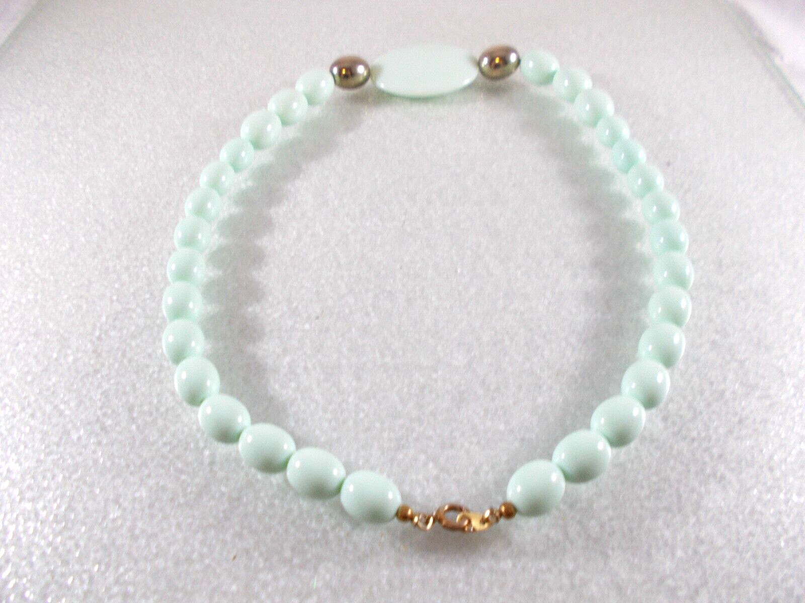 VTG Light Aqua Color Acrylic Bead Choker Necklace Free Shipping