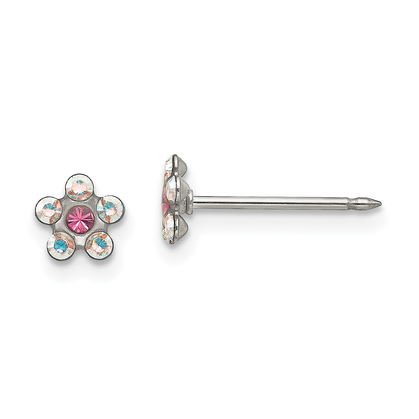 Inverness Stainless Steel Clear/Rose Crystal Post Earrings 120E