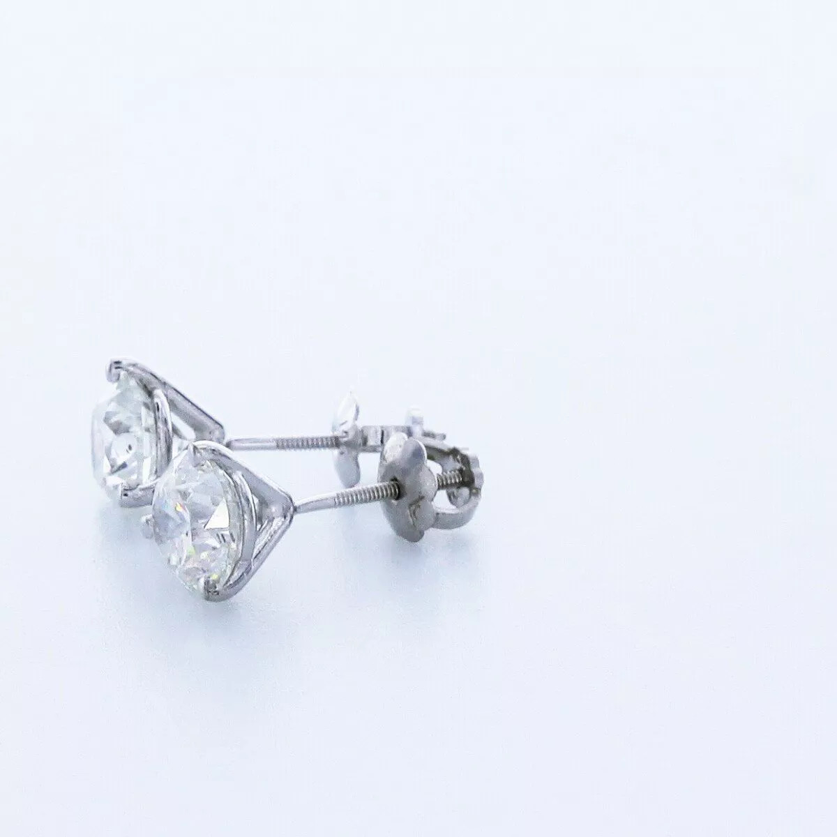 Stud Earrings Solid 14K White Gold Classic 2.15 CT Round Natural Diamond E VS2