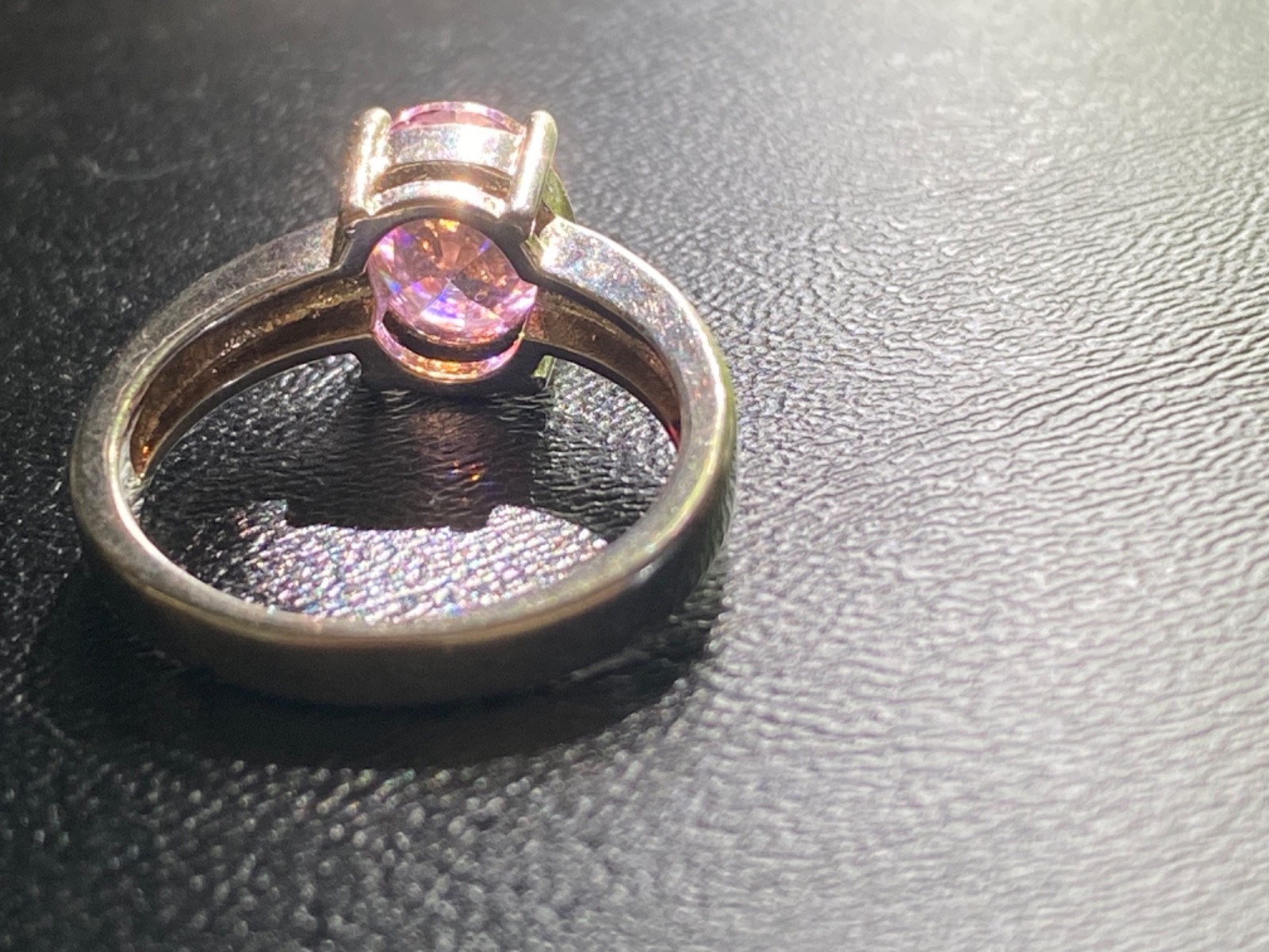 Sterling Silver Ring CZ Stones Round Pink Solitaire
