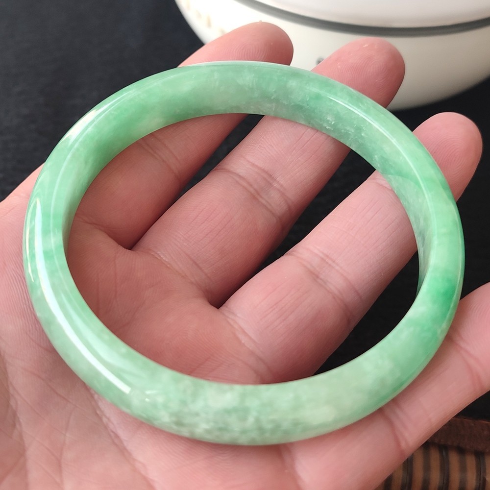 Certified Grade A Green 64mm Natural Burma Jade jadeite Bangle Bracelet 3965