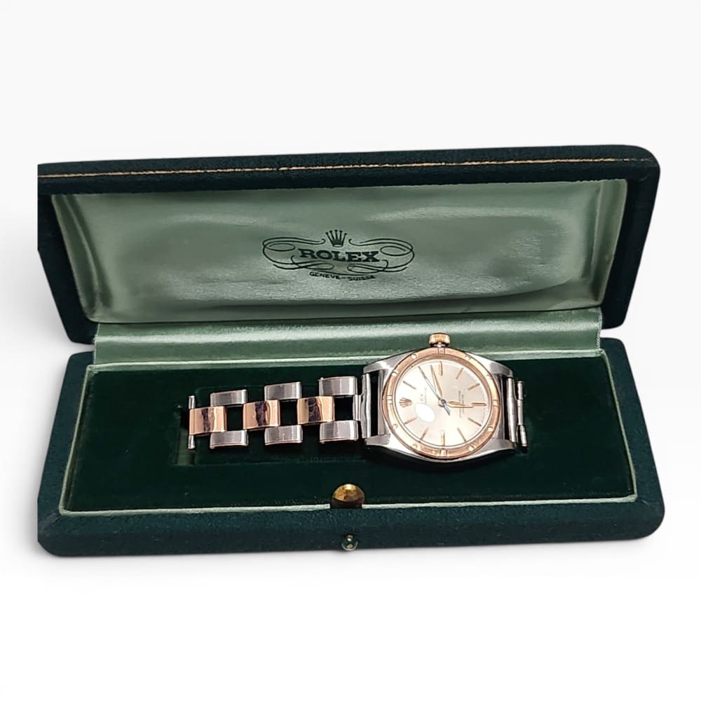 W/Box Vintage Rolex Oyster Perpetual 31 mm Steel 18K Rose Gold Watch 3372