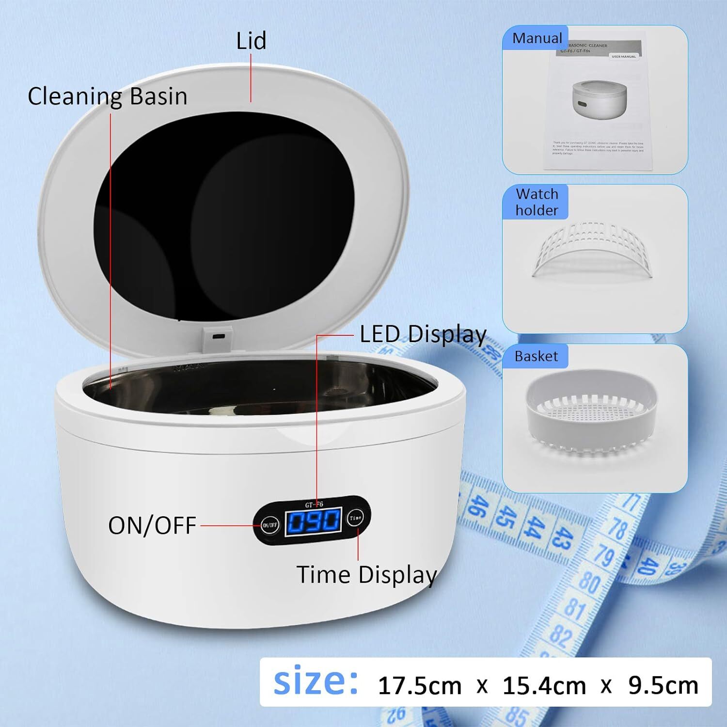 Ultrasonic Jewelry Cleaner Denture Glass Watch Ring Bath Tank Cleaning Machine