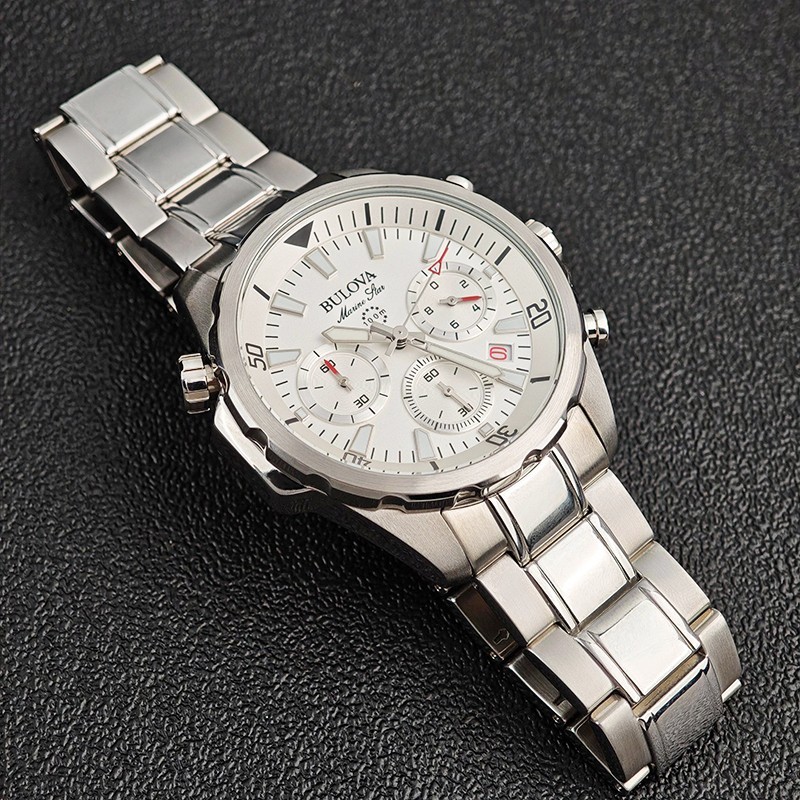 Bulova 96B255 Marine Star Chronograph Men’s White Watch 43 mm