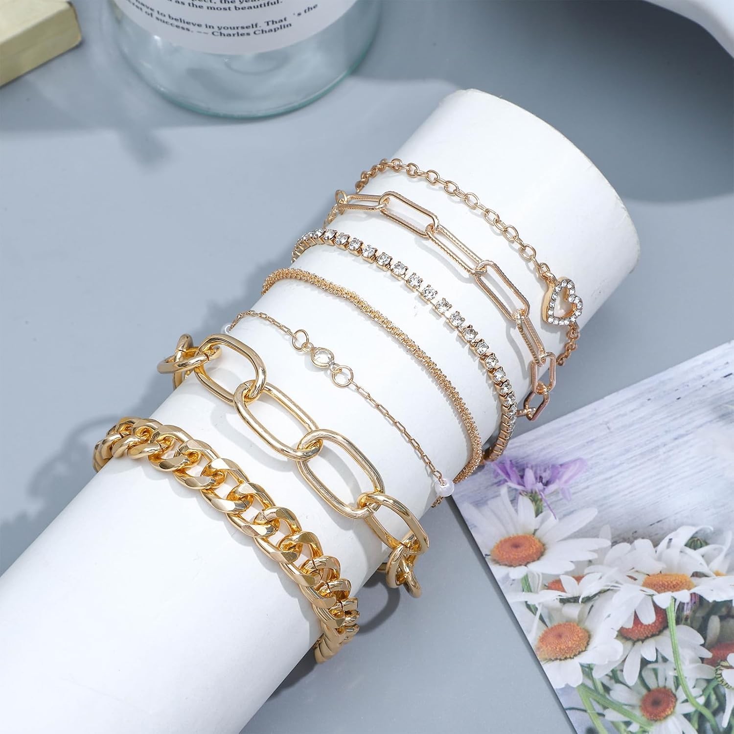 NEWITIN 61 Pieces Gold Jewelry Set for Women Fashion Costume Jewelry Gold Plated