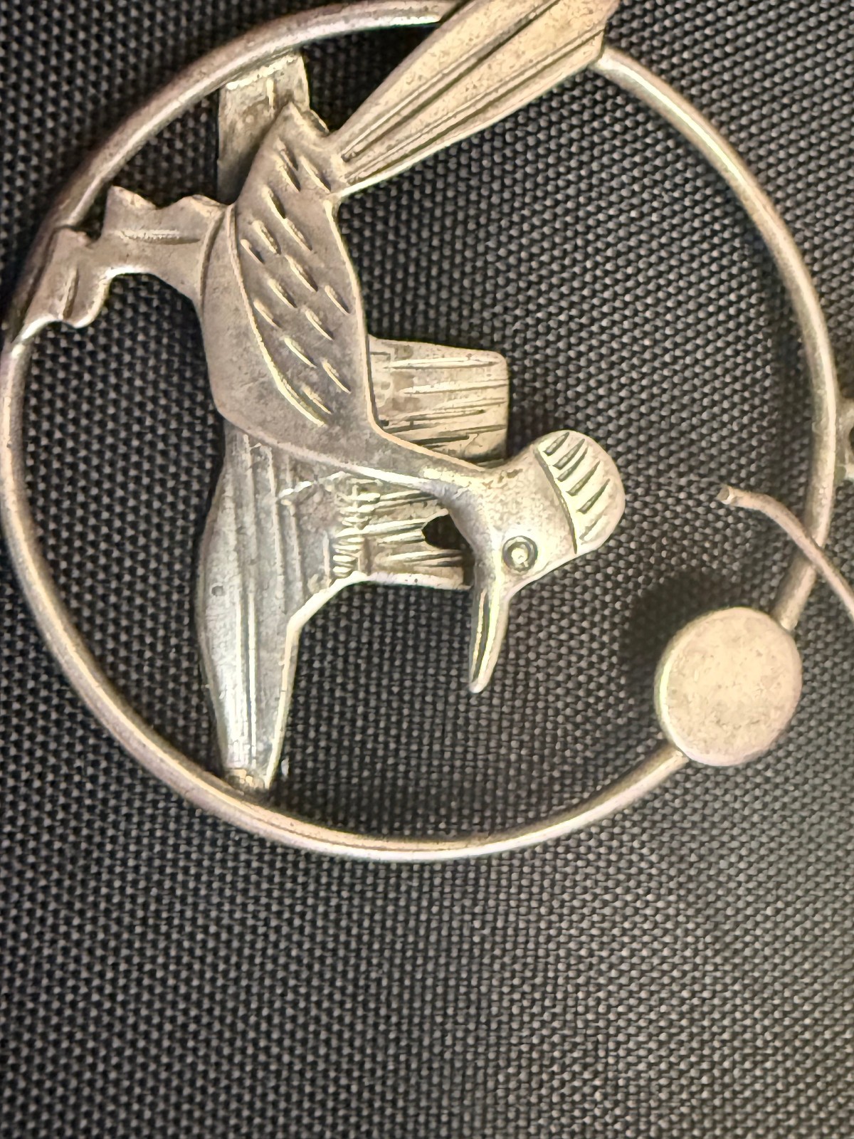 Vintage Sterling Silver Mismatched Bird Hoop Dangle Earrings Artisan 2 Inch