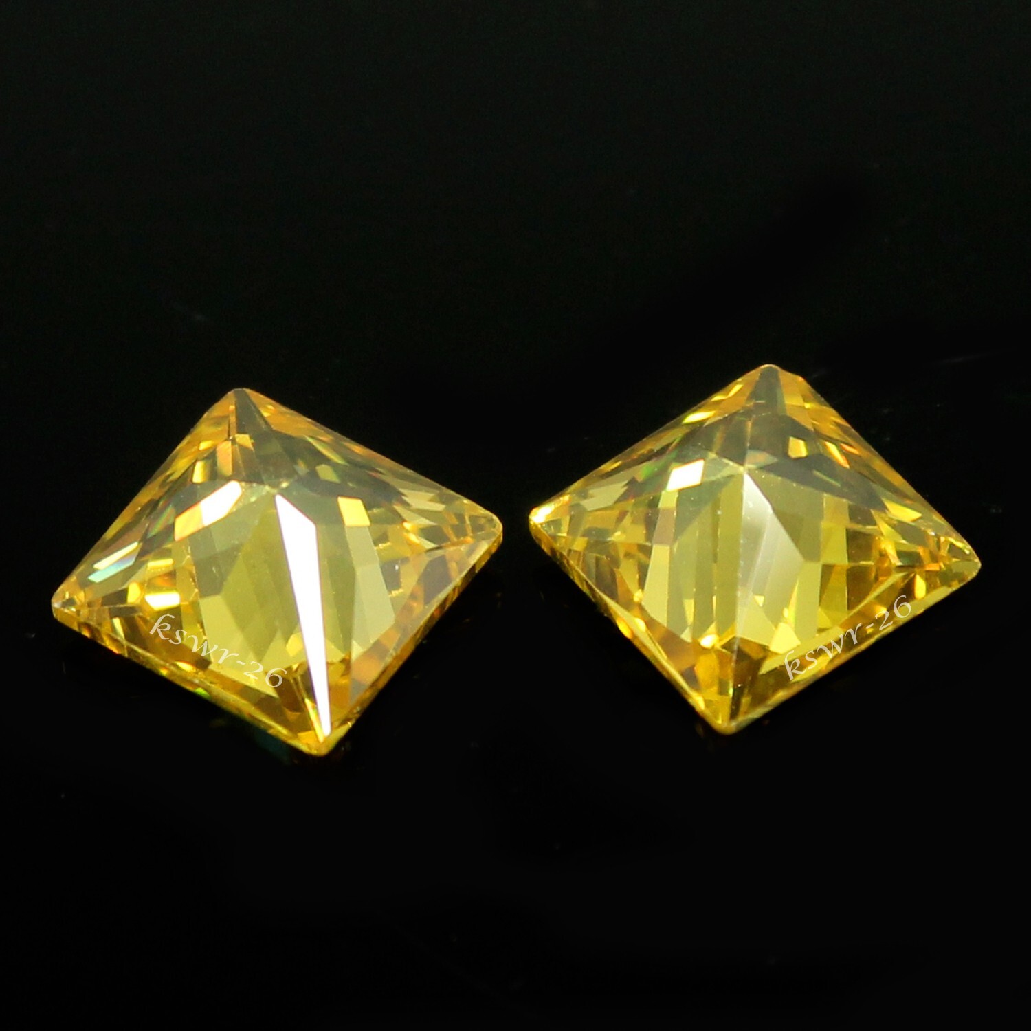 Natural Certified Ceylon Yellow Sapphire 7×7 MM Princess Pair Unheated Gemstone