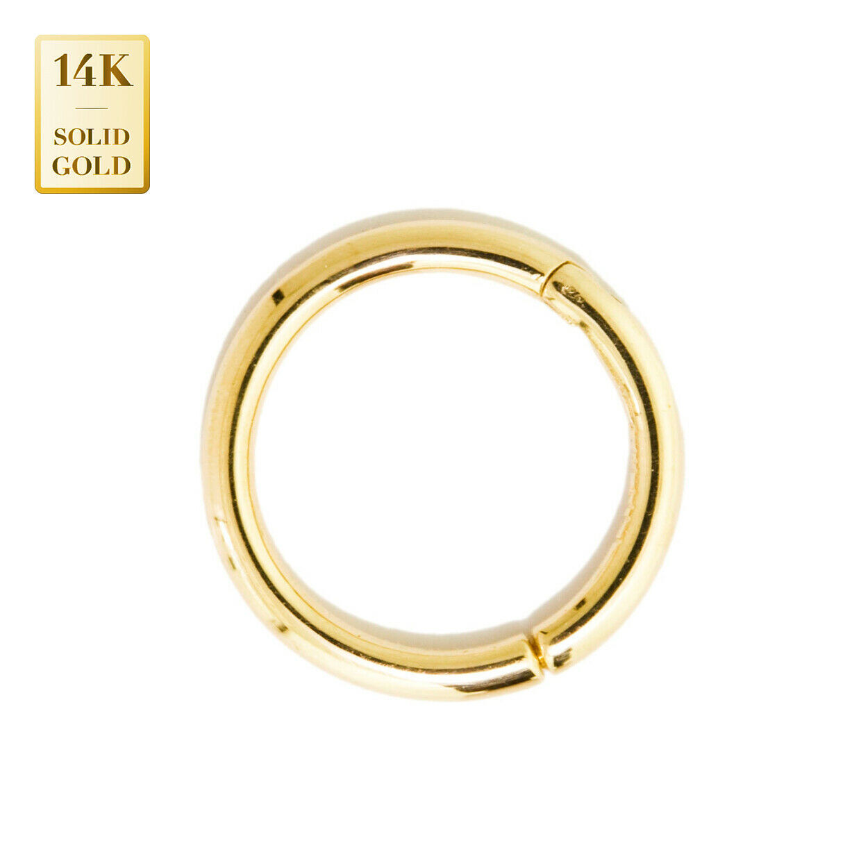 18G 14K Stamped Real Solid Yellow Gold Hinged Clicker Septum Nose Hoop Earrings