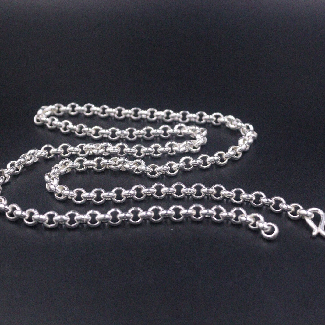 Pure 999 Fine Silver Chain For Women Men 5.5mm Rolo Link Sweater Necklace 22inch