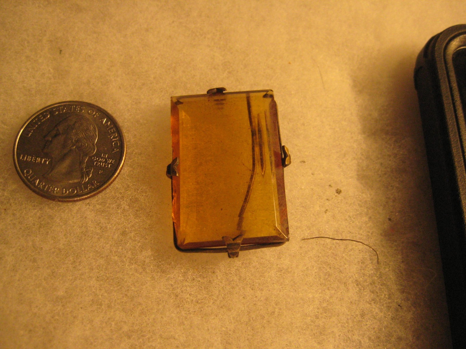Art Deco Yellow rectangular stone beveled edges