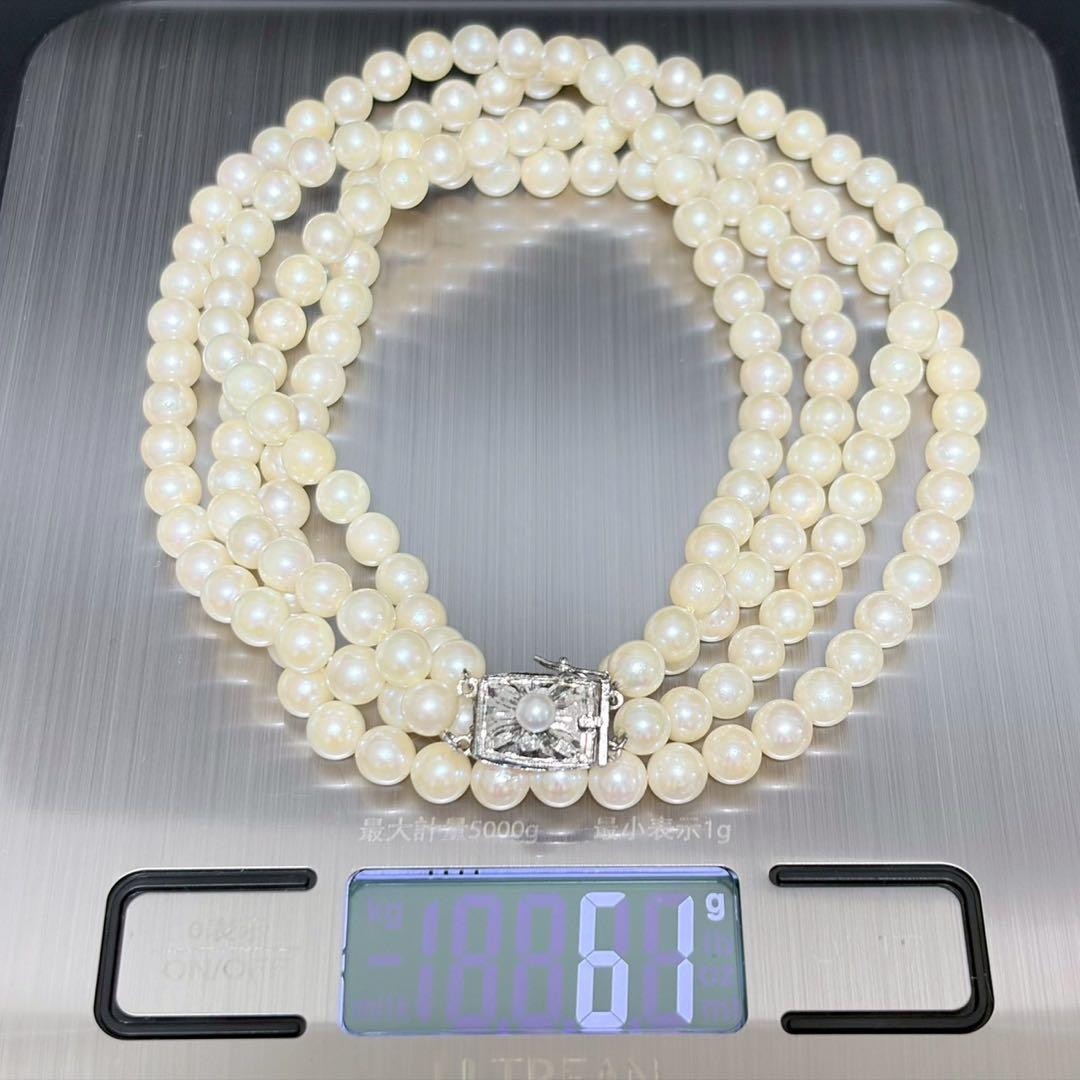 Akoya Pearl 6.0 6.3mm Double Strand Necklace Silver Clasp Auth