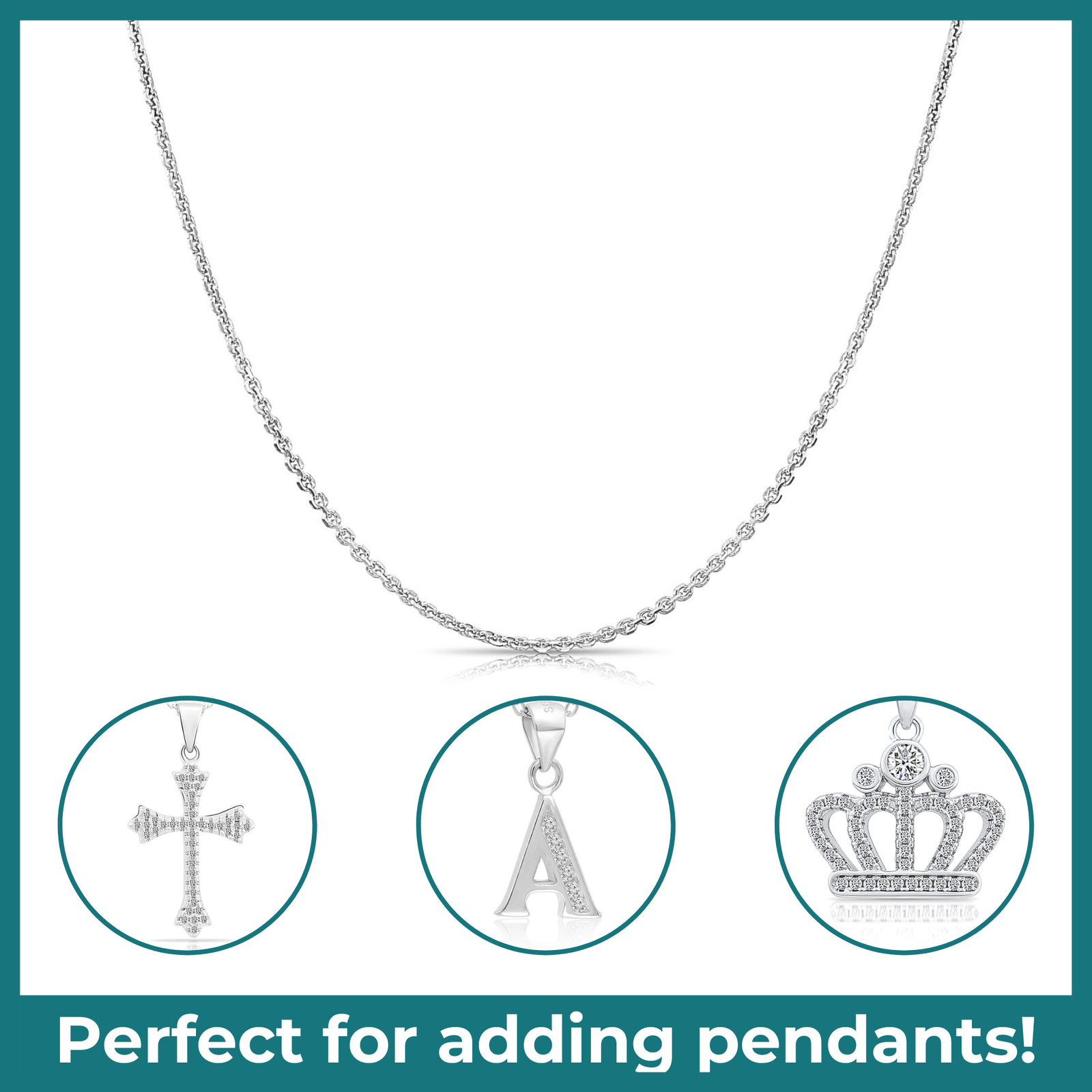 14K Real Solid White Gold Diamond-Cut 0.9mm Thin Dainty Cable Chain Necklace 17″