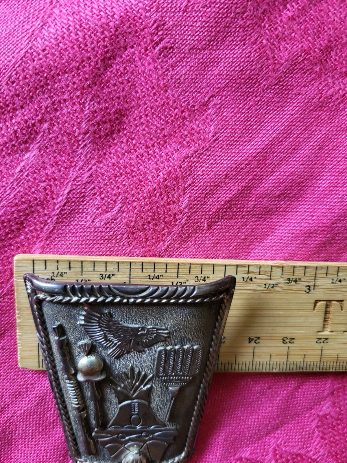 Signed Navajo Handmade Sterling Silver Storyteller Bolo Tie Clip Eagle 40g
