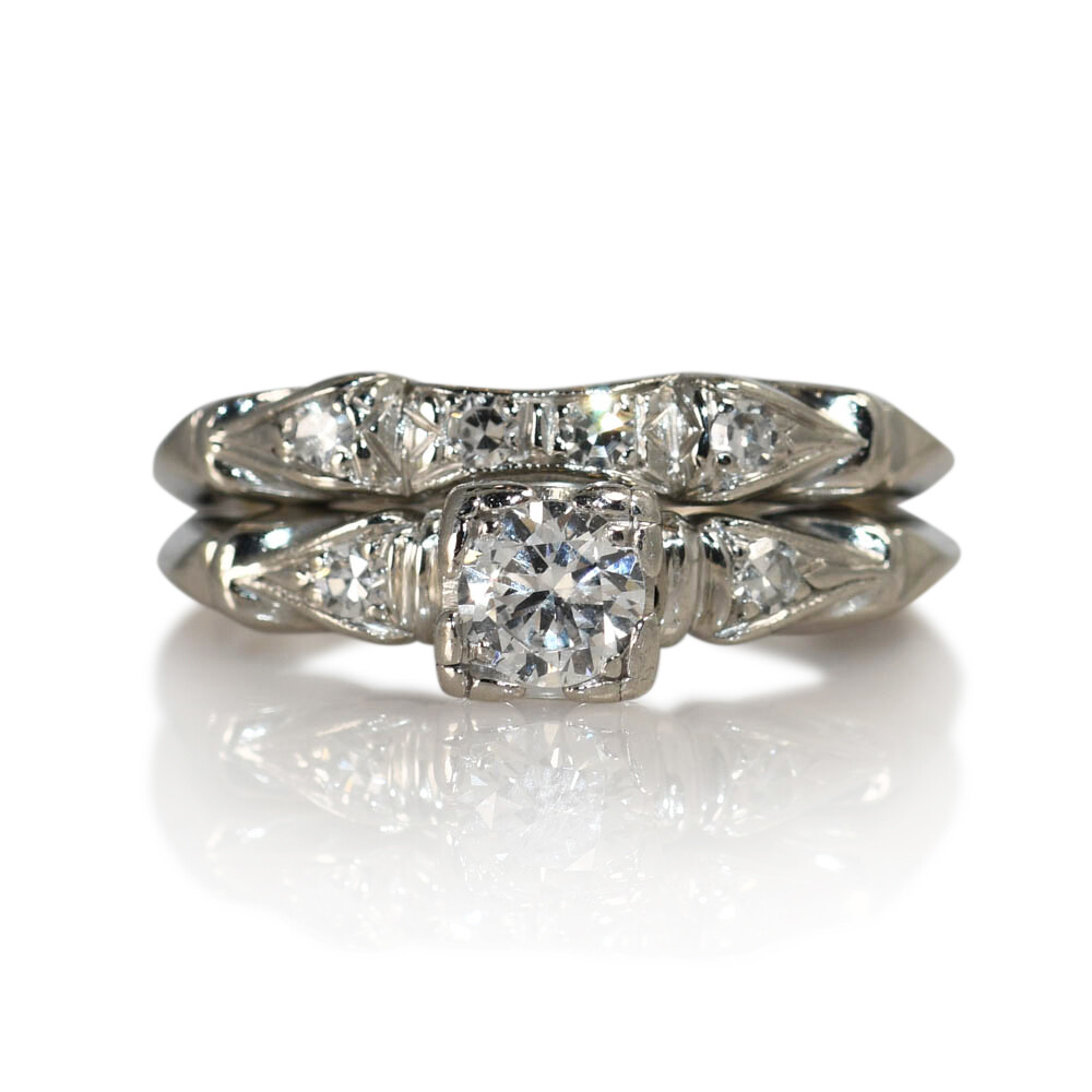 Platinum Engagement Ring Vintage .31ct RBC-6.2gr Size 6