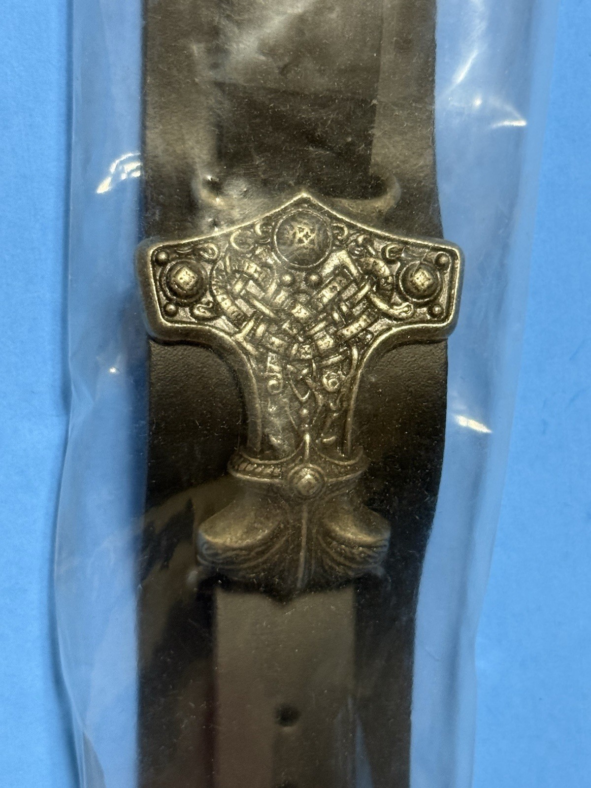 THOR THUNDER HAMMER BRACELET ALCHEMY ENGLAND 1977 PEWTER & BLACK LEATHER ITALY