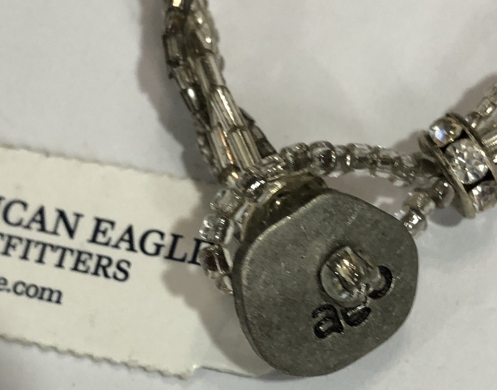 American Eagle Outfitters Bracelet Braided Clear/Silvery 6.75 in Length – NWT