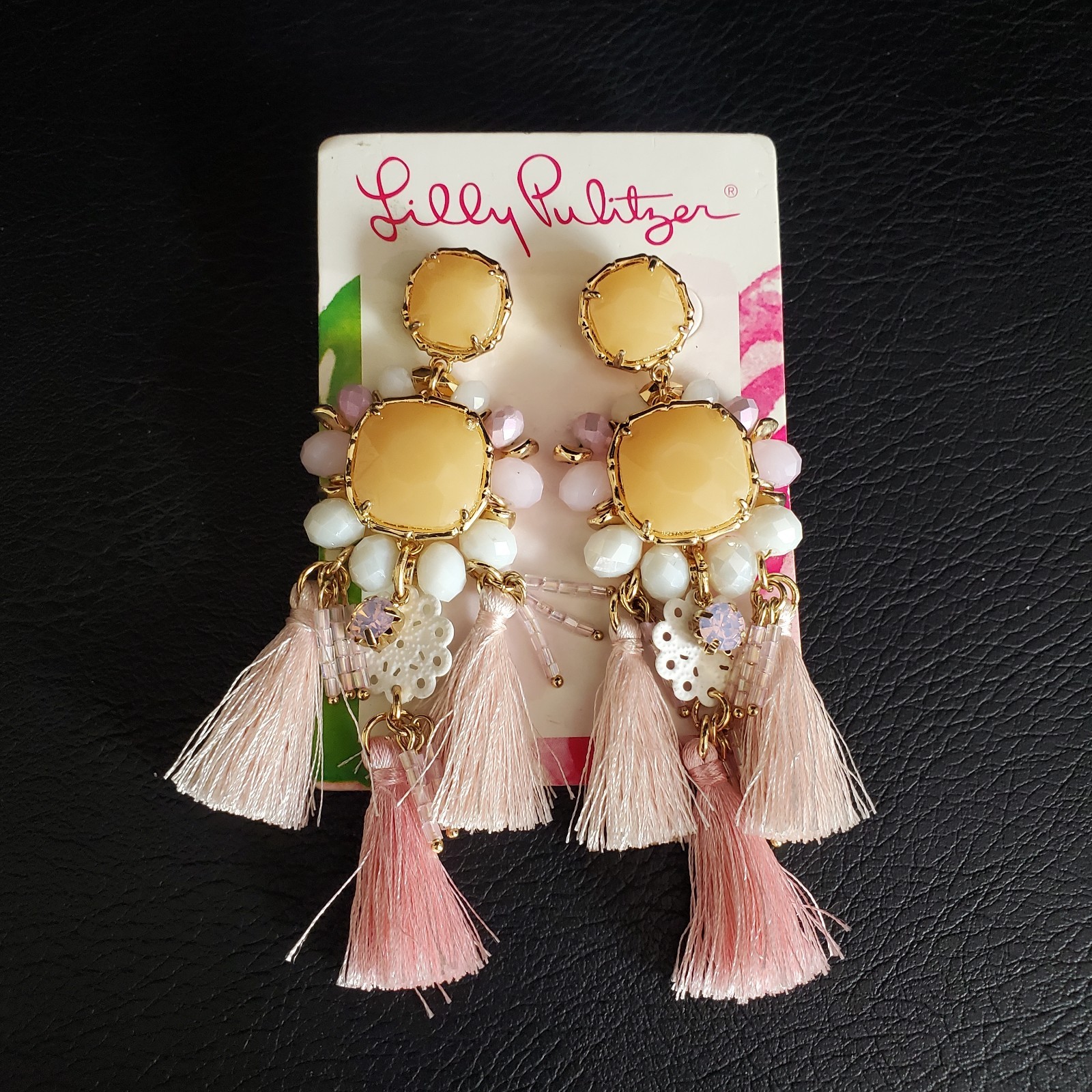 Lilly Pulitzer Waterside Earrings in Paradise Pink NWT Vacation Resort Cruise