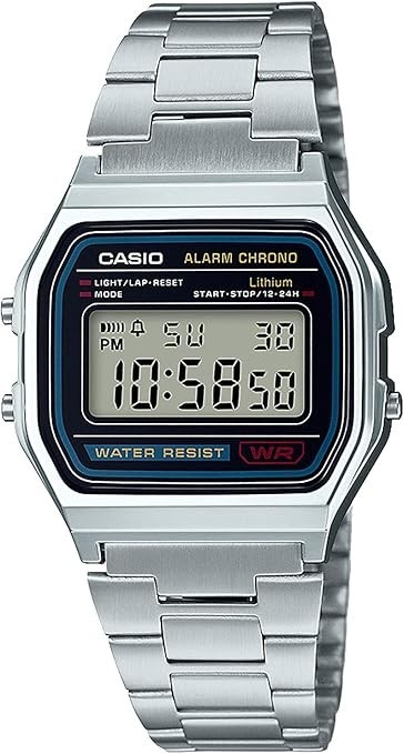 CASIO A158WA-1JH Classic Digital Watch Stainless Steel Band Unisex A158WA-1