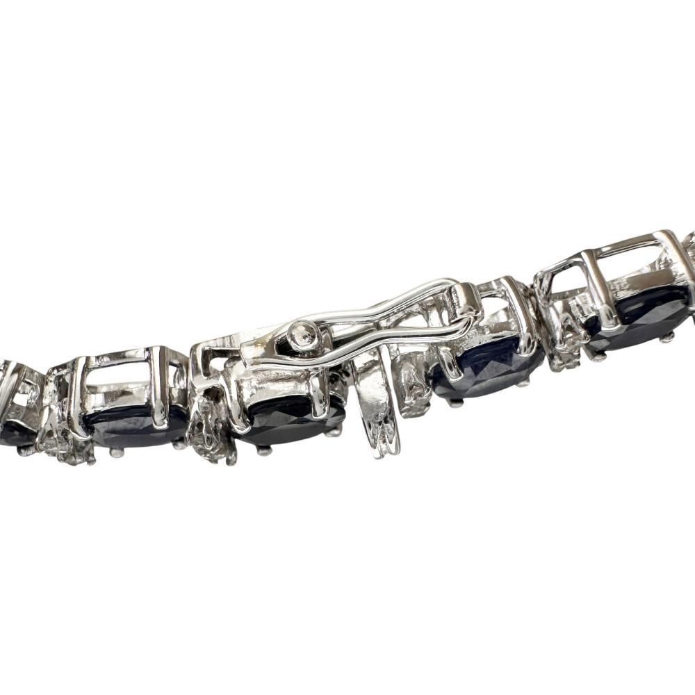 sapphire 10.00ct diamond 0.40ct bracelet K18WG white gold 11.0g 6.9″ Women