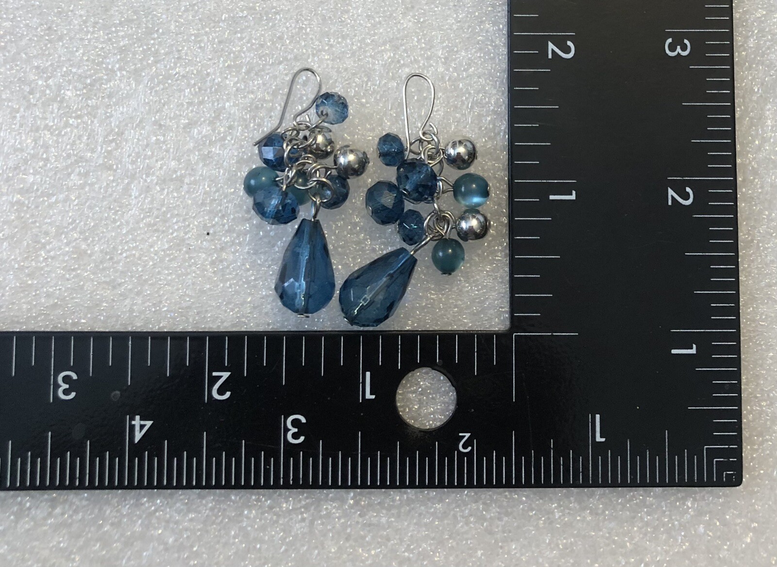 Contemporary Blue Beaded Dangle Earrings Costume Jewelry 3533 0C