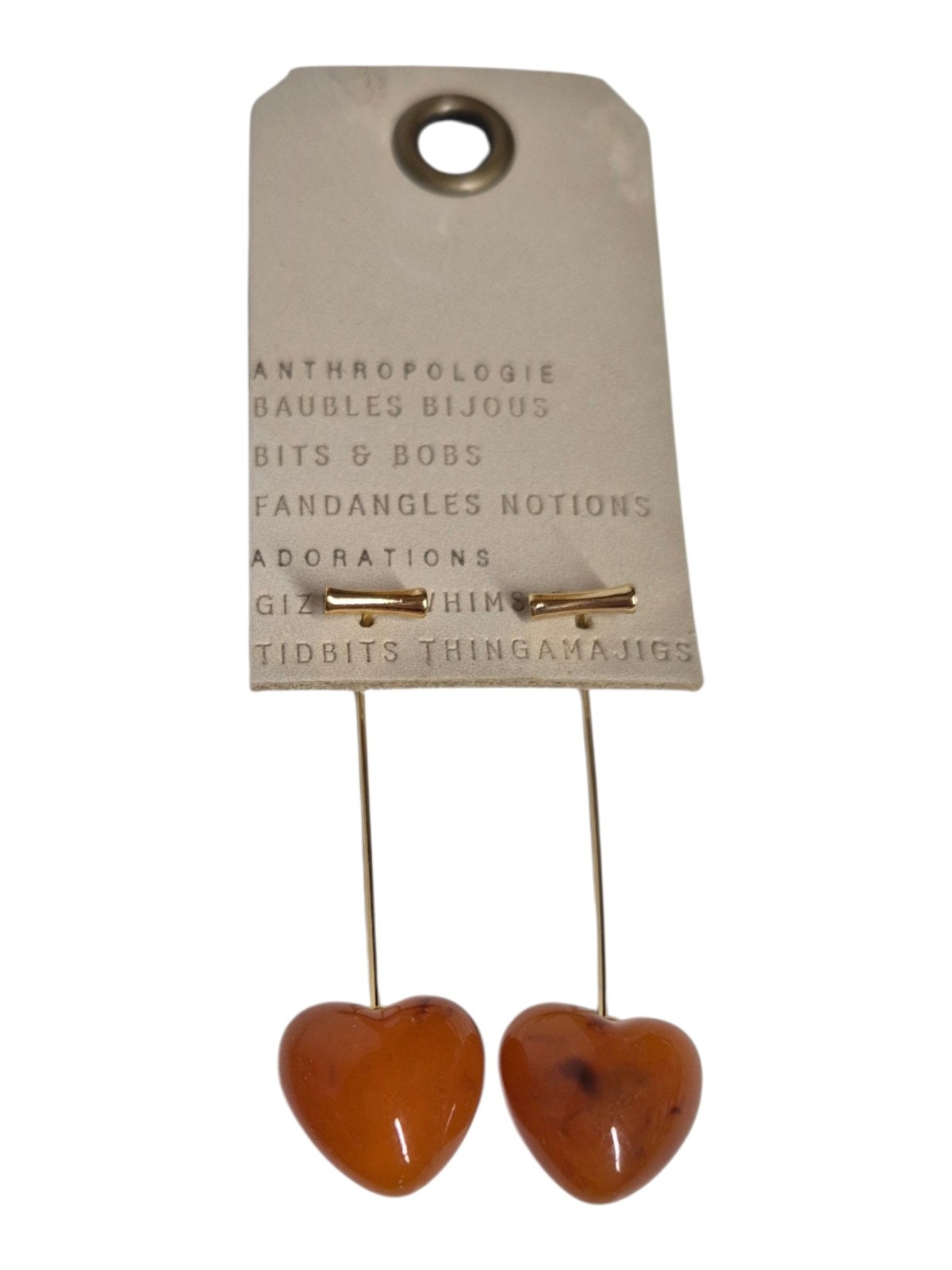 Anthropologie Heart Icon Drop Earrings Tortoise Tortoise Gold Plated Brass New