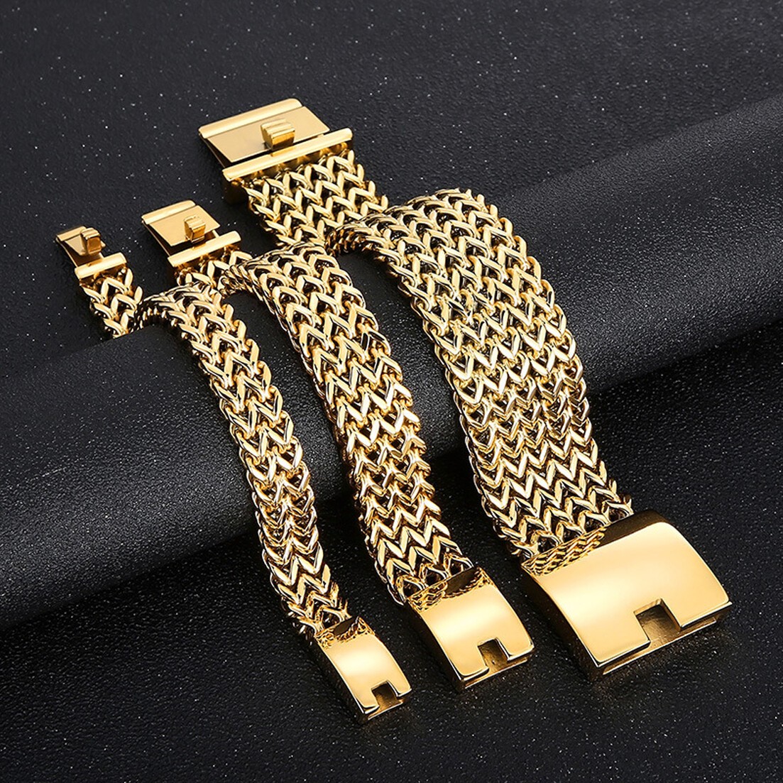12/18/30mm Retro Stainless Steel Franco Link Curb Chain Bracelet Men Women