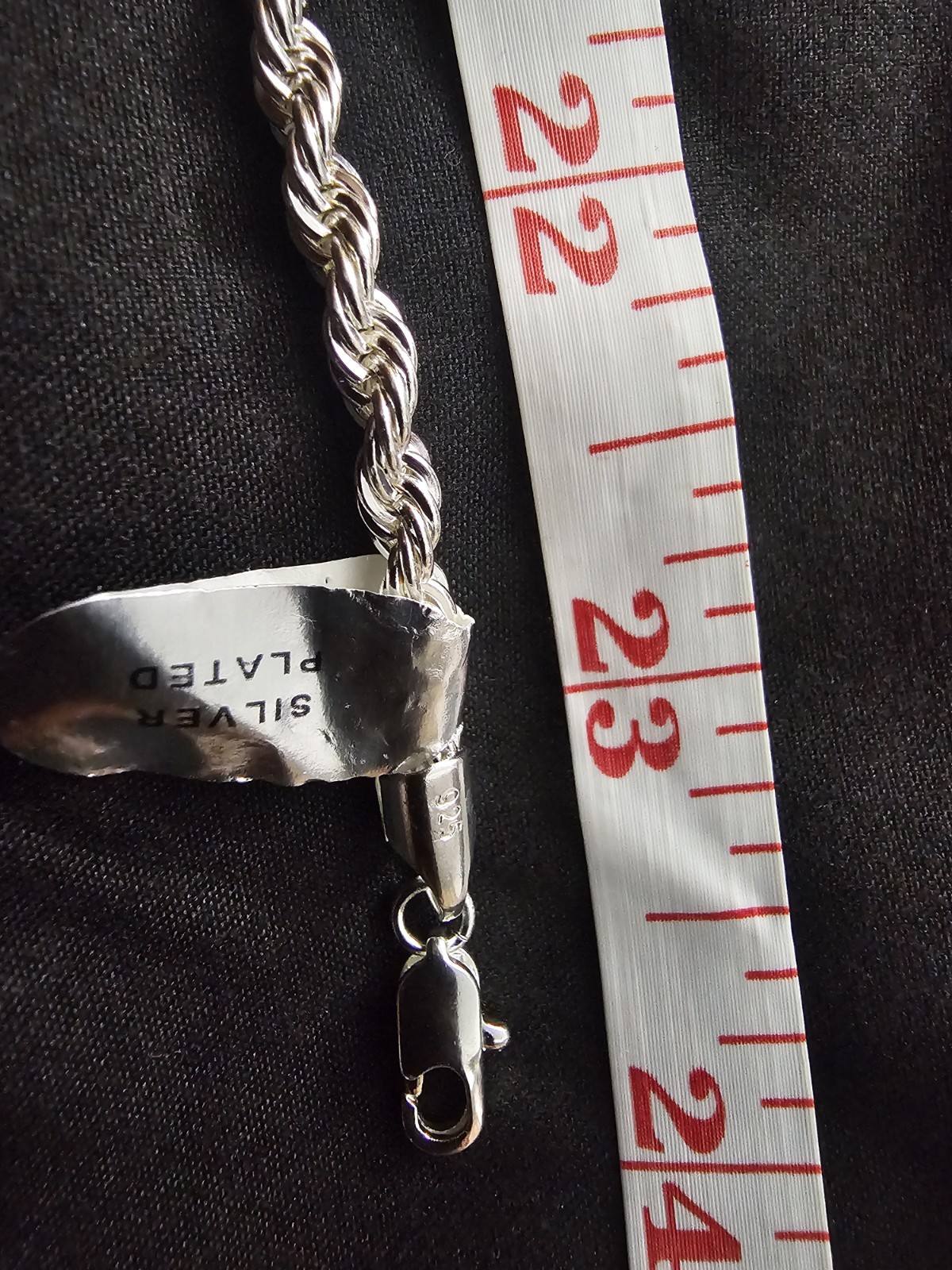 24 inch- 925 stamped Silver plated Stainless steel 3.8mm Rope Chain w pouch