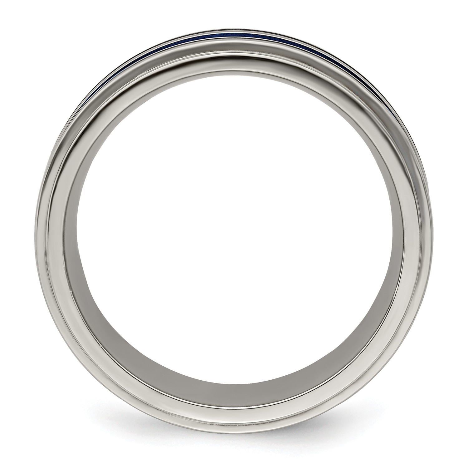 Edward Mirell Titanium 8mm Blue Anodized Multi Groove Wedding Band Sizes 7 to 13